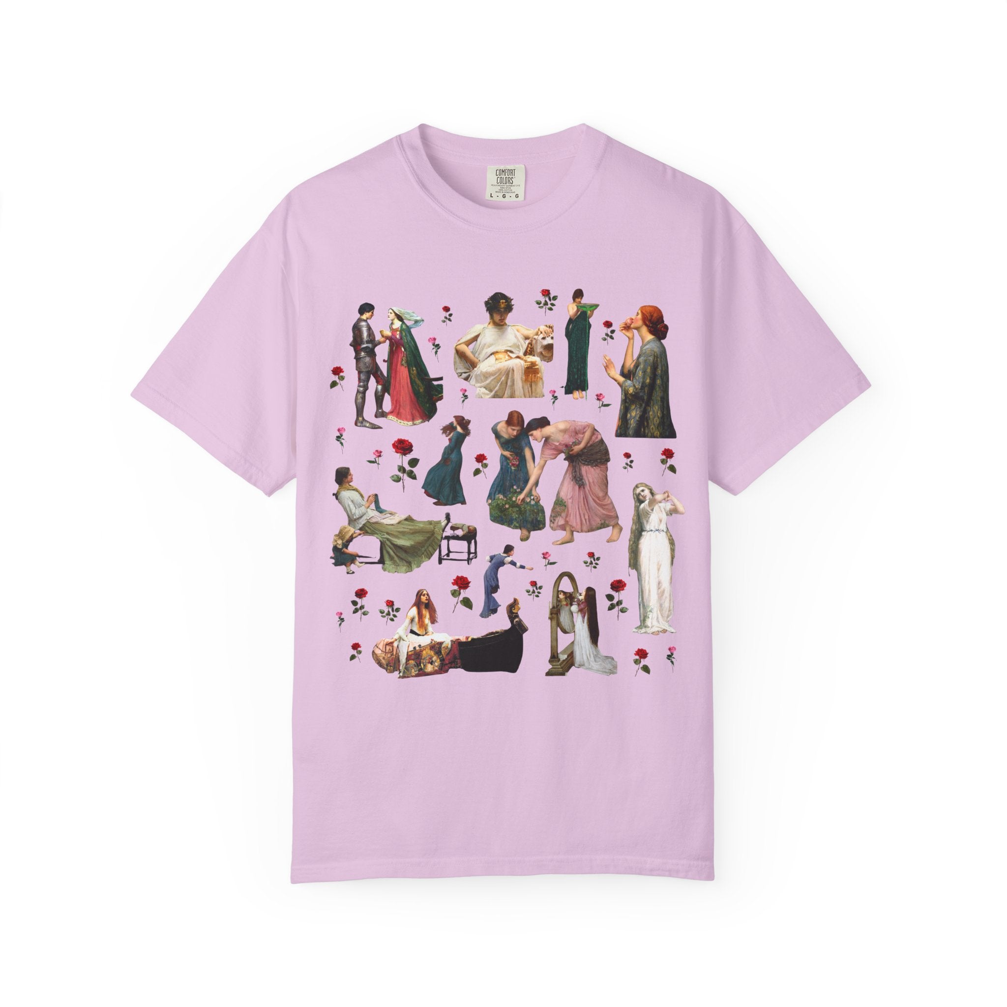 John William Waterhouse Art History Tee Shirt for Valentines, Colorful Boho Goblincore Early 1900s Art T-Shirt for Artist or Museum Lover - Opal and June