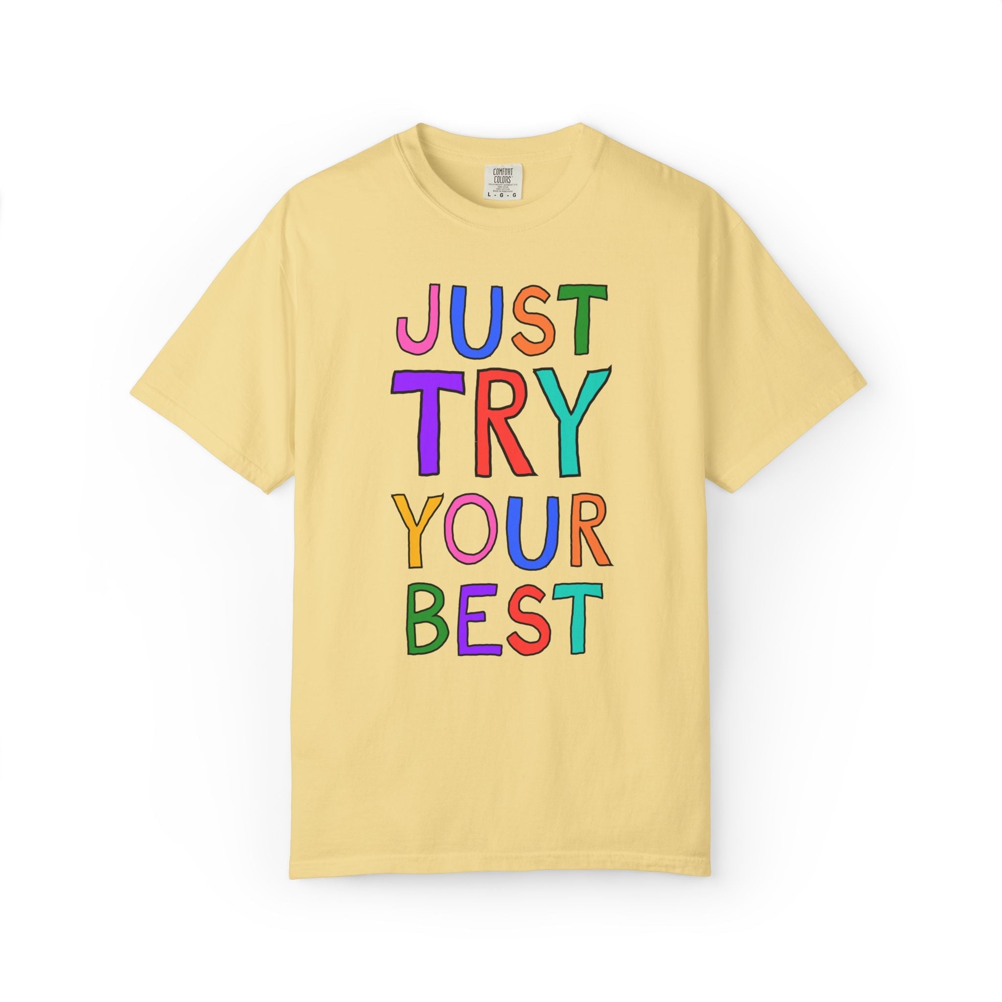 Just Try Your Best Testing Day T-Shirt for Elementary Teacher Team, Kitschy Nostalgic Positive Affirmation Tee for School Office Staff - Opal and June