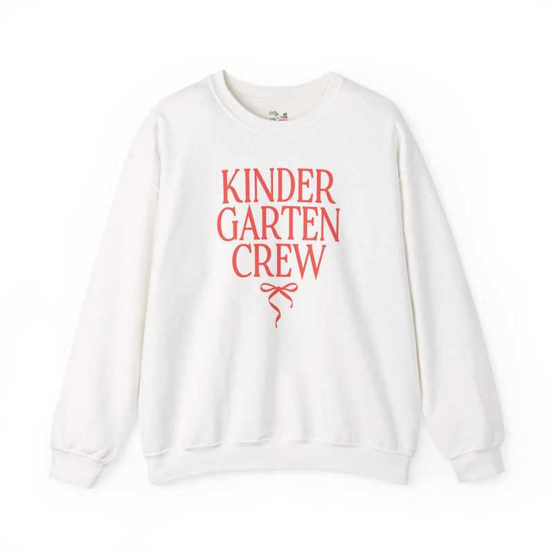 Kindergarten Crew Matching Teacher Sweatshirt with Messy Coquette Bow, Colorful Kindergarten Teacher Shirt, Back to School, Meet the Teacher - Opal and June