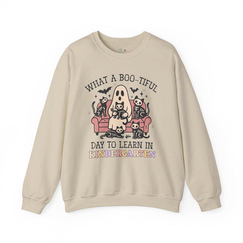 Kindergarten Halloween Teacher Sweatshirt, Cute Spooky Cats, Matching Teacher Shirt for Halloween, Nostalgic Halloween Funny Saying Shirt - Opal and June