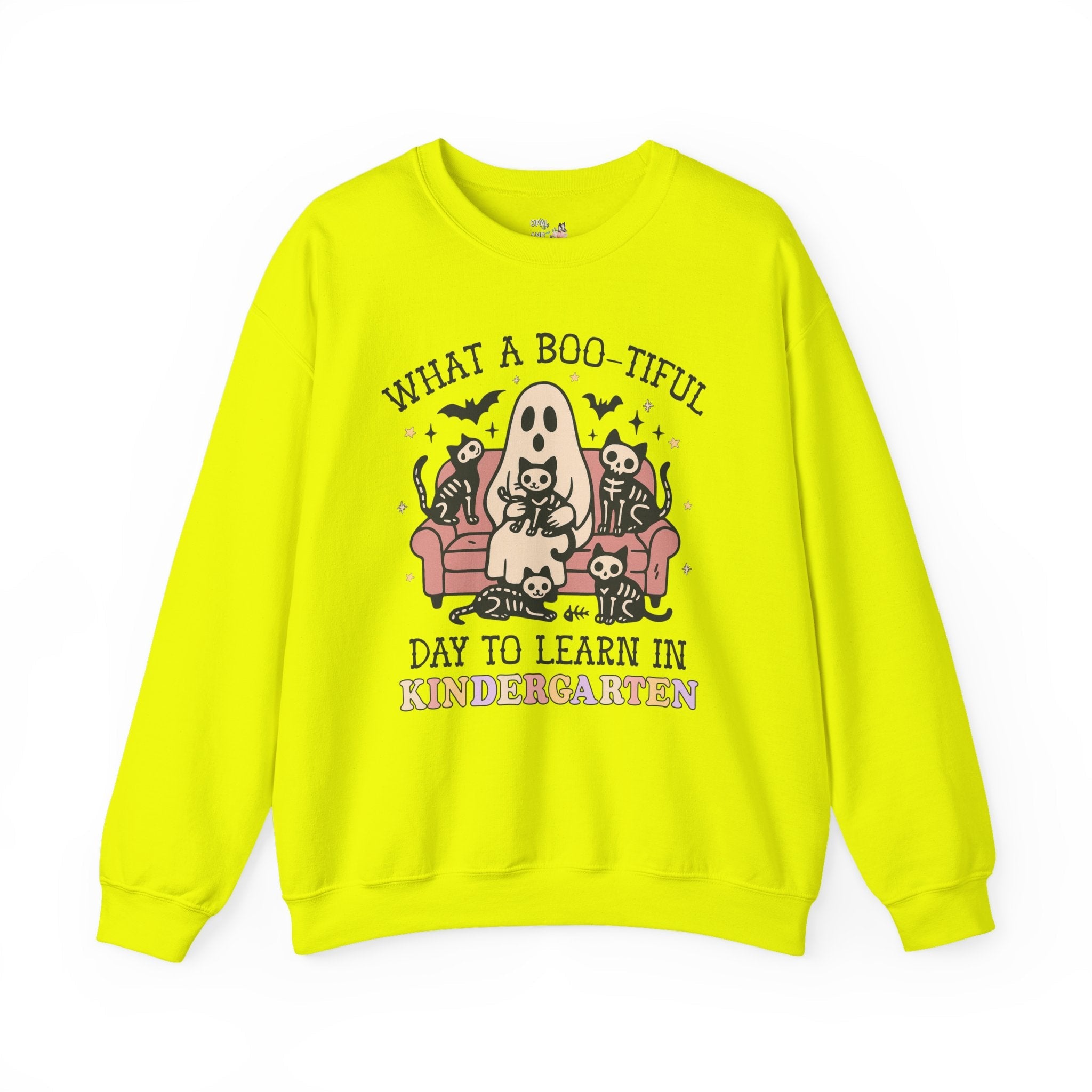 Kindergarten Halloween Teacher Sweatshirt, Cute Spooky Cats, Matching Teacher Shirt for Halloween, Nostalgic Halloween Funny Saying Shirt - Opal and June