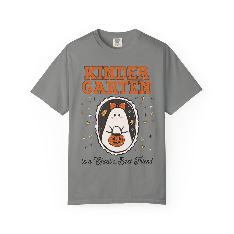 Kindergarten Halloween Teacher Tee Shirt with Stars, Cute Ghost Lover Tee for Fall, Matching Kindergarten Crew Halloween Tee, 90s Throwback - Opal and June