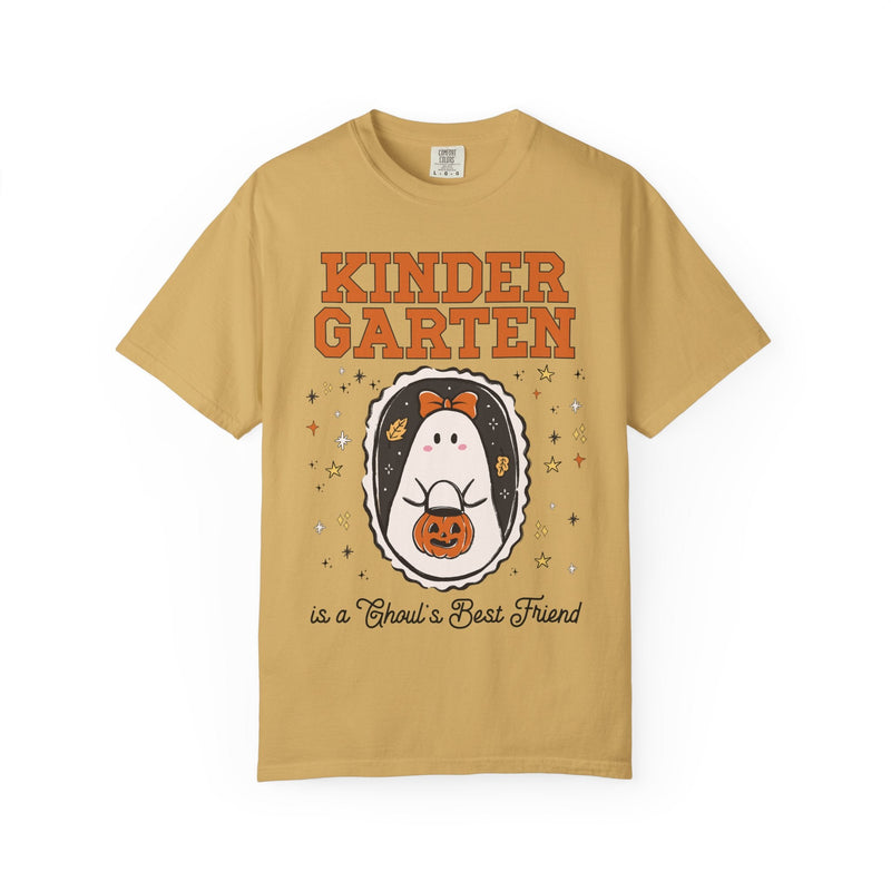 Kindergarten Halloween Teacher Tee Shirt with Stars, Cute Ghost Lover Tee for Fall, Matching Kindergarten Crew Halloween Tee, 90s Throwback - Opal and June
