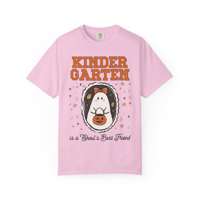 Kindergarten Halloween Teacher Tee Shirt with Stars, Cute Ghost Lover Tee for Fall, Matching Kindergarten Crew Halloween Tee, 90s Throwback - Opal and June