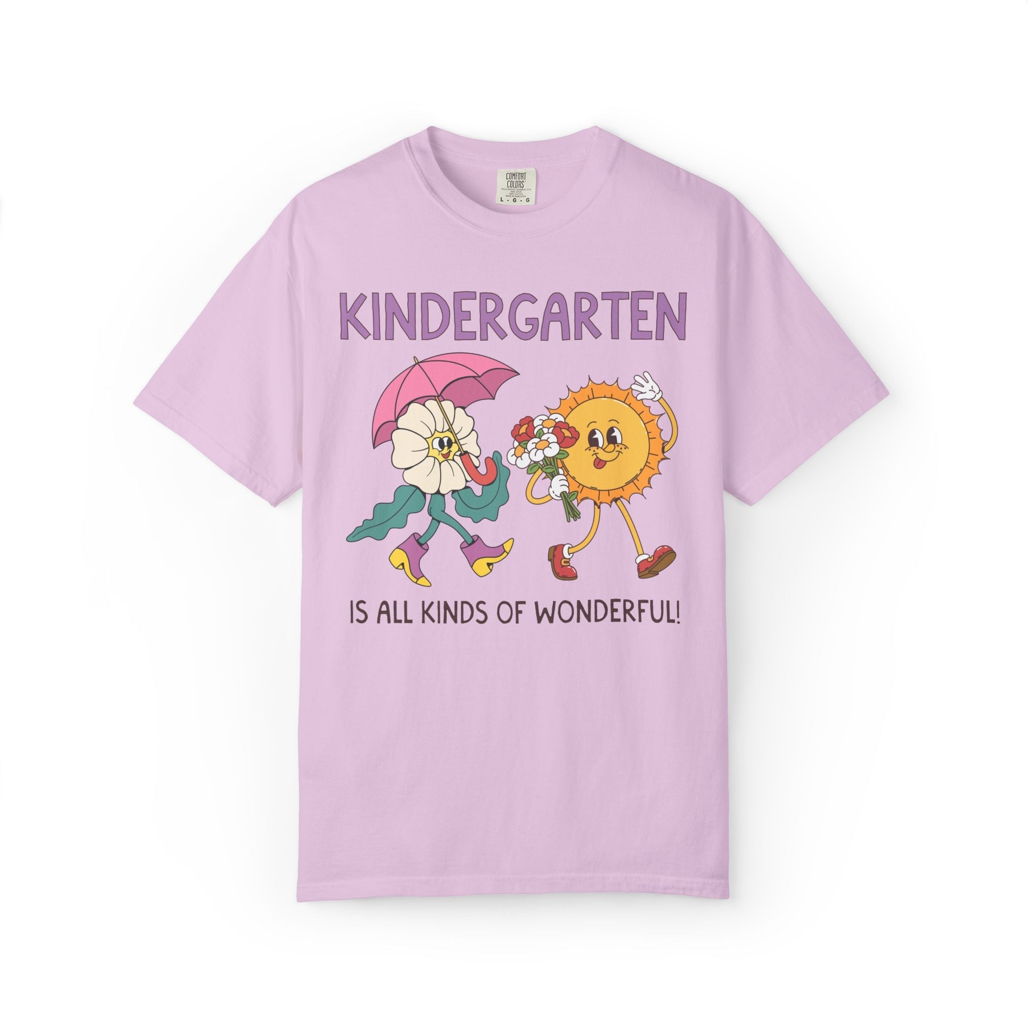Kindergarten is All Kinds of Wonderful Teacher Team Tee Shirt for Back to School: Cute New School Year T-Shirt, First Year Teacher or Para - Opal and June