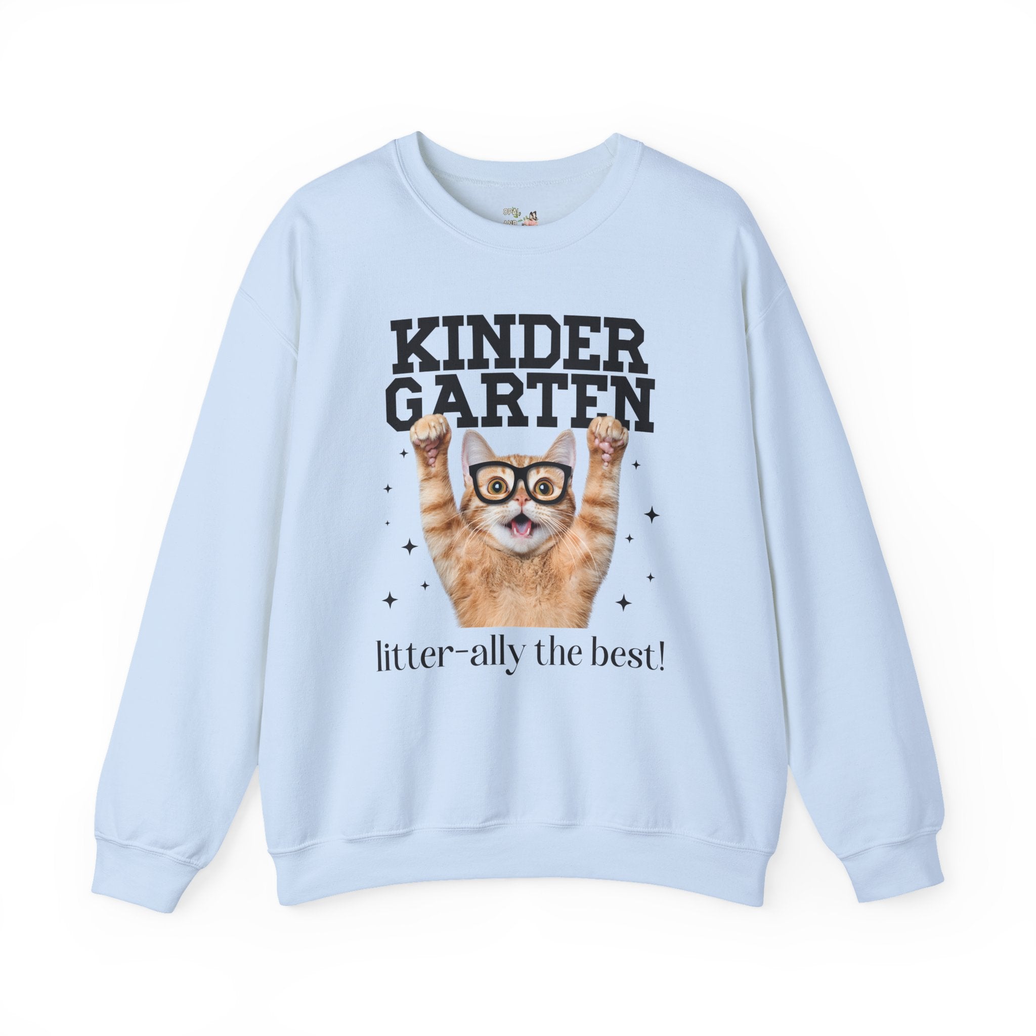 Kindergarten Teacher Cat Lover Sweatshirt for Back to School, Funny Saying Cat Mom or Cat Dad Gift, First Day of School Teacher Team Shirt - Opal and June