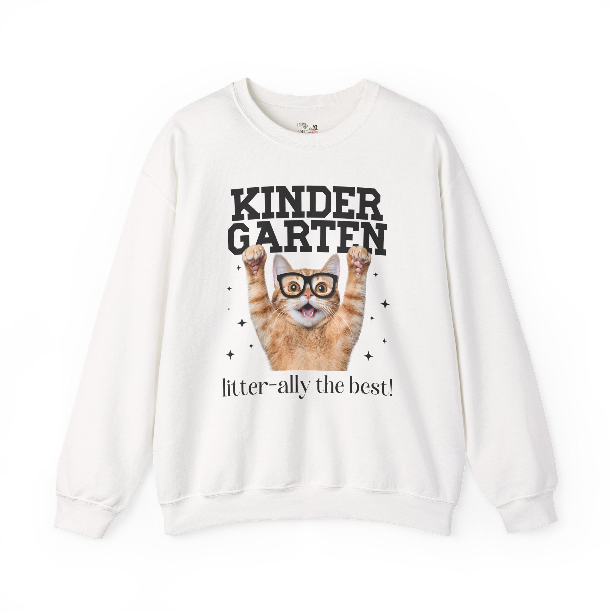 Kindergarten Teacher Cat Lover Sweatshirt for Back to School, Funny Saying Cat Mom or Cat Dad Gift, First Day of School Teacher Team Shirt - Opal and June