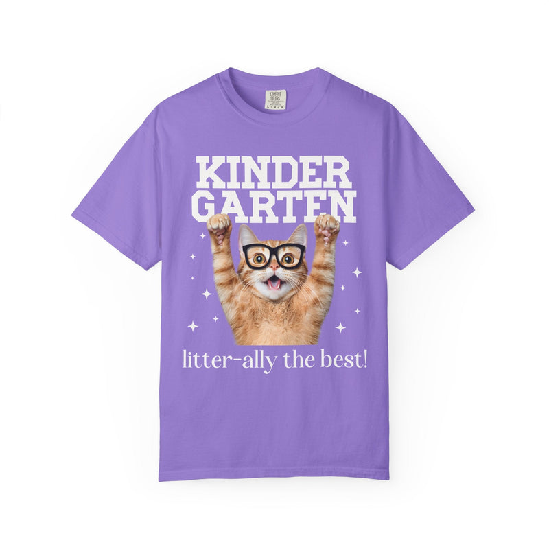 Kindergarten Teacher Cat Lover Tee Shirt for Back to School, Funny Saying Cat Mom or Cat Dad Gift, First Day of School Teacher Team Shirt - Opal and June