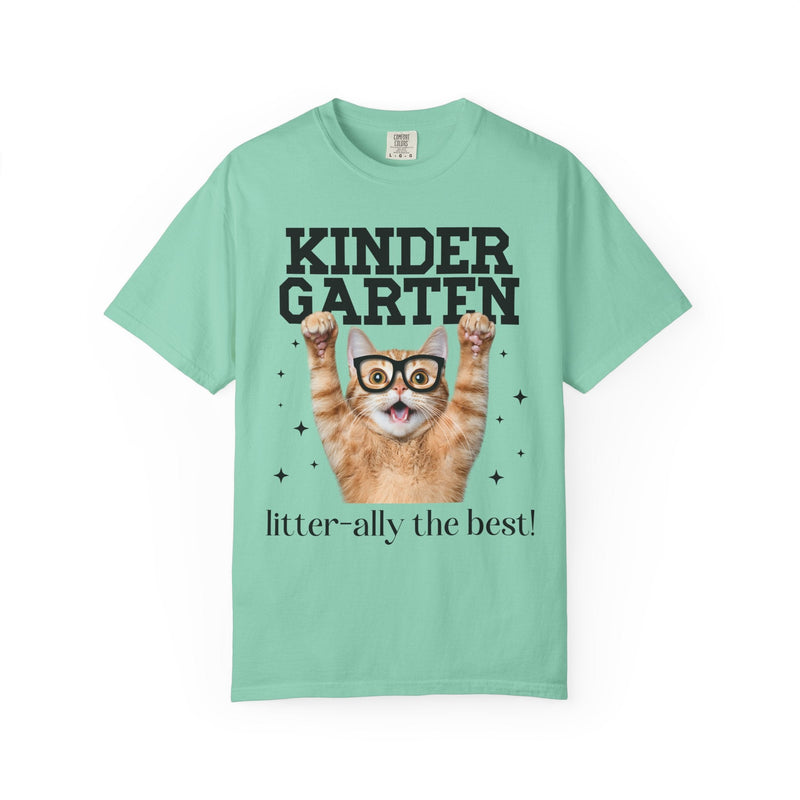 Kindergarten Teacher Cat Lover Tee Shirt for Back to School, Funny Saying Cat Mom or Cat Dad Gift, First Day of School Teacher Team Shirt - Opal and June