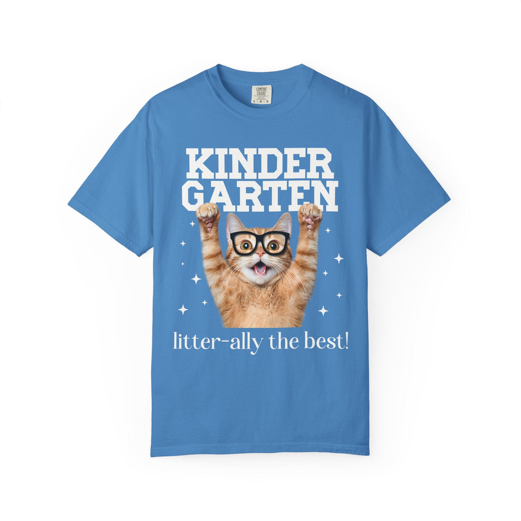 Kindergarten Teacher Cat Lover Tee Shirt for Back to School, Funny Saying Cat Mom or Cat Dad Gift, First Day of School Teacher Team Shirt - Opal and June
