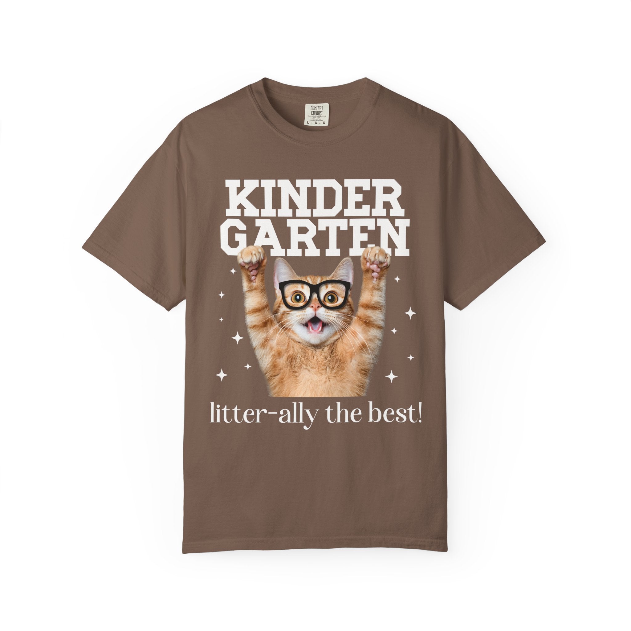 Kindergarten Teacher Cat Lover Tee Shirt for Back to School, Funny Saying Cat Mom or Cat Dad Gift, First Day of School Teacher Team Shirt - Opal and June