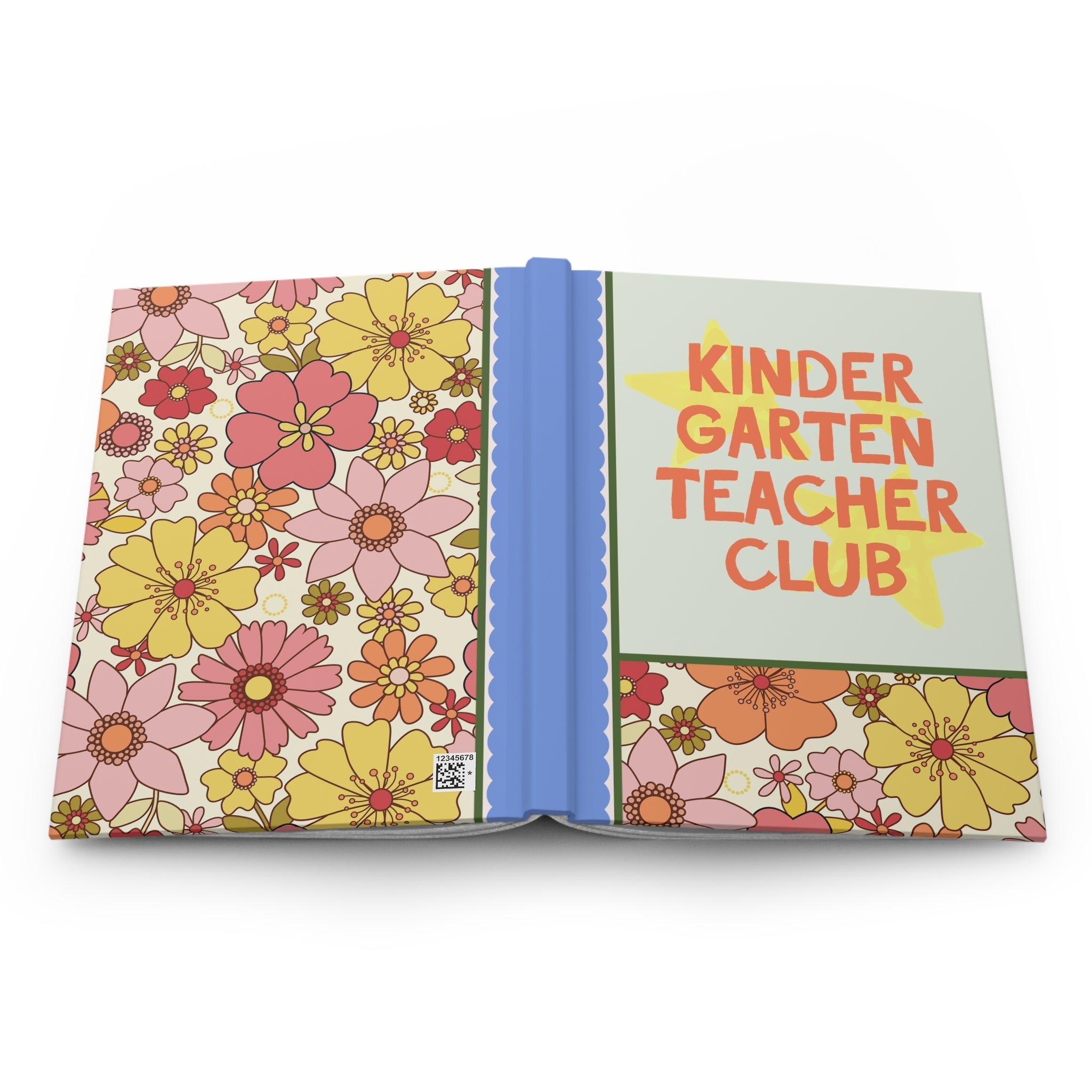 Kindergarten Teacher Club Notebook for Back to School, Cute First Day of Kindergarten Teacher Hardcover Journal with Stars, Cute 90s Aesthetic - Opal and June