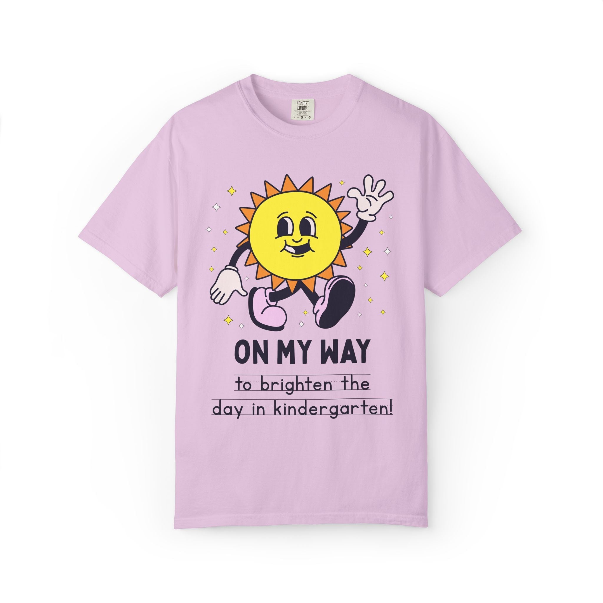 Kindergarten Teacher On My Way T-Shirt: Colorful and Cute Retro Aesthetic Back to School Tee with Sun, 90s Aesthetic Matching Teacher T-Shirt - Opal and June