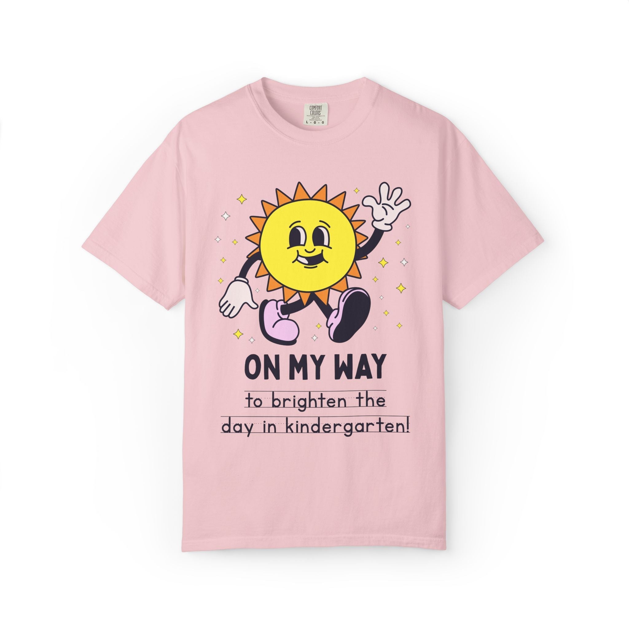 Kindergarten Teacher On My Way T-Shirt: Colorful and Cute Retro Aesthetic Back to School Tee with Sun, 90s Aesthetic Matching Teacher T-Shirt - Opal and June