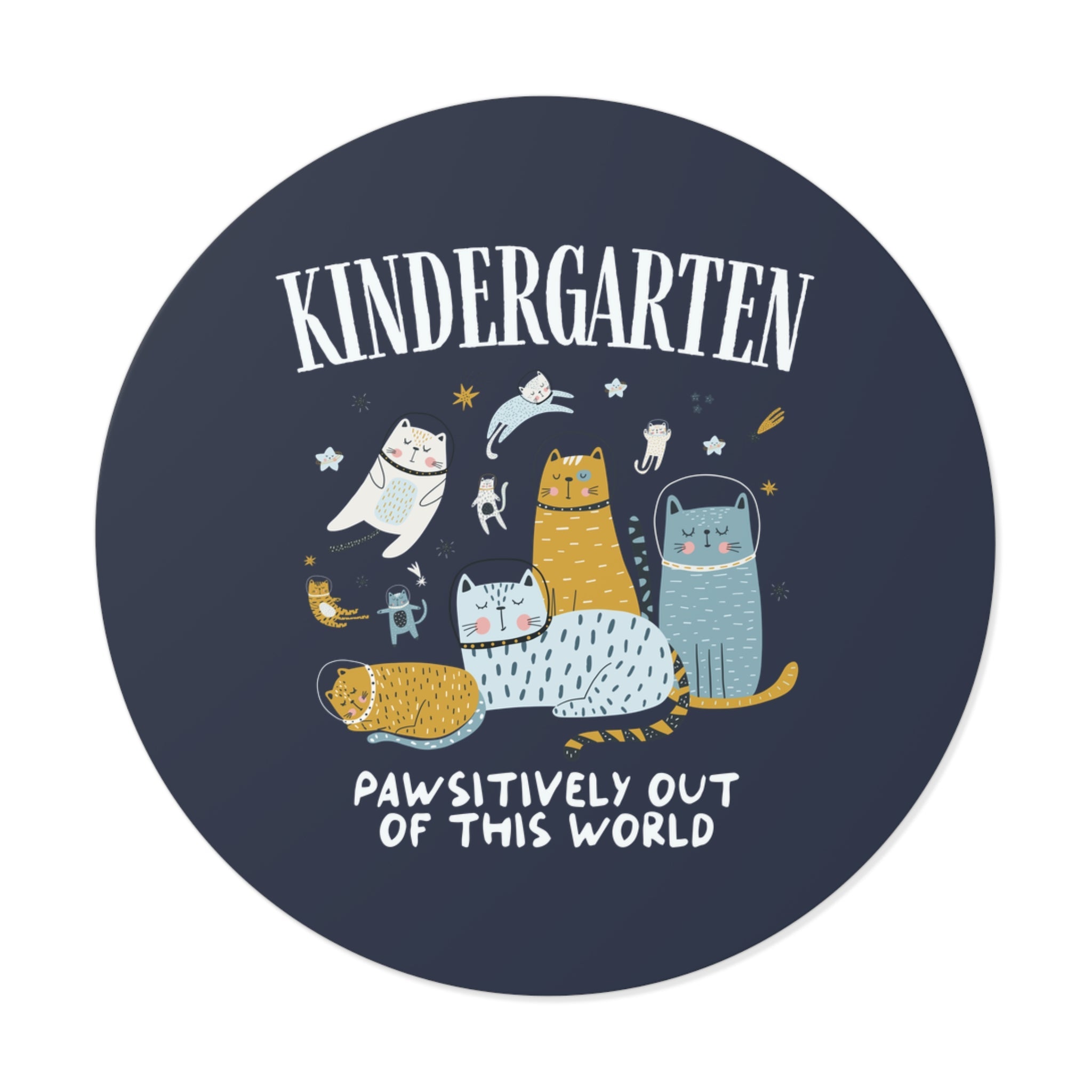 Kindergarten Teacher Space Cat Sticker with Astronaut Kittens and Stars: Pawsitively Out of This World Teacher Team Sticker for Cat Lover - Opal and June