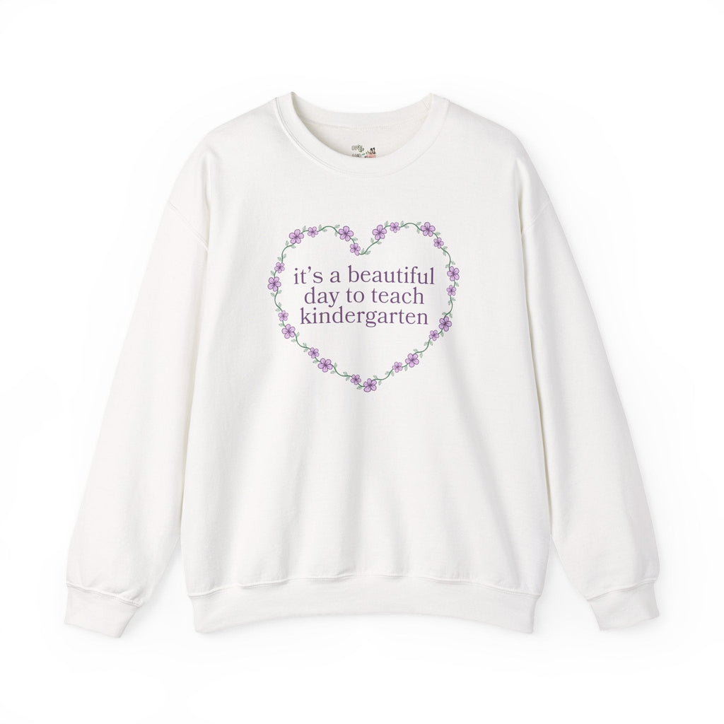 Kindergarten Teacher Sweatshirt: Cute Floral Cottagecore Shirt for Kindergarten Crew, Boho Matching Teacher Crewneck, New Teaching Job Gift - Opal and June