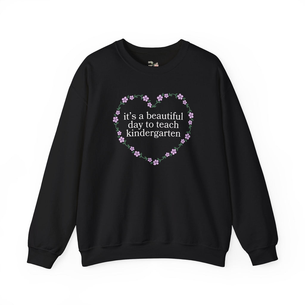 Kindergarten Teacher Sweatshirt: Cute Floral Cottagecore Shirt for Kindergarten Crew, Boho Matching Teacher Crewneck, New Teaching Job Gift - Opal and June