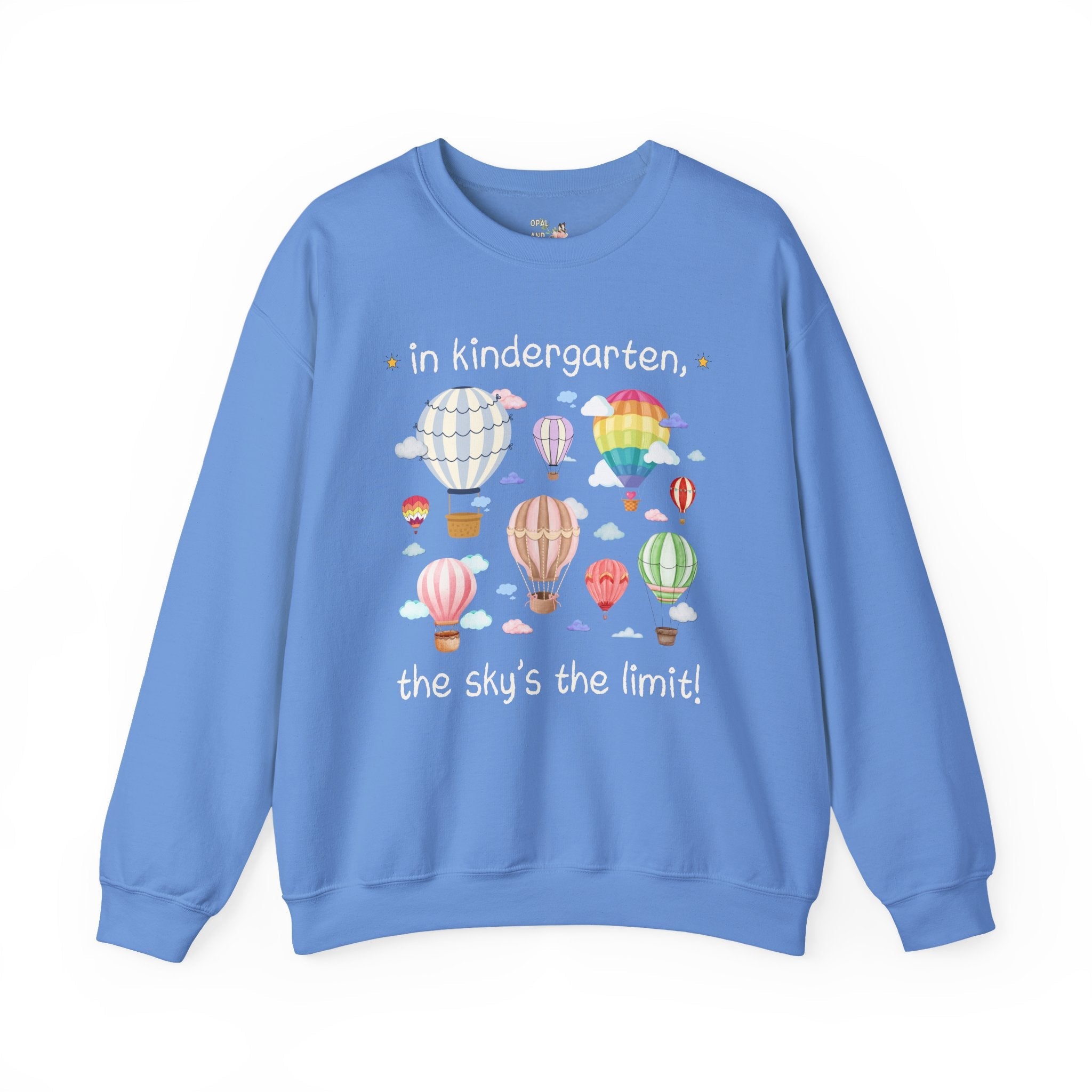Kindergarten Teacher Sweatshirt, Cute Retro Hot Air Balloons, Uplifting Colorful Maximalist Back to School Shirt, Matching Teacher Crewneck - Opal and June