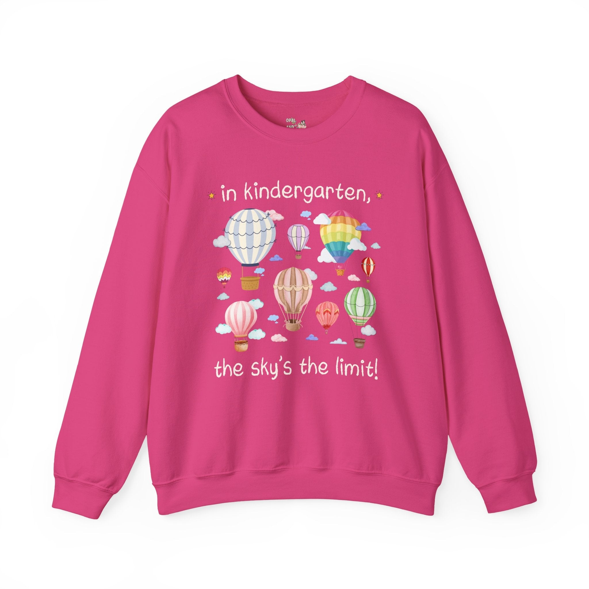 Kindergarten Teacher Sweatshirt, Cute Retro Hot Air Balloons, Uplifting Colorful Maximalist Back to School Shirt, Matching Teacher Crewneck - Opal and June