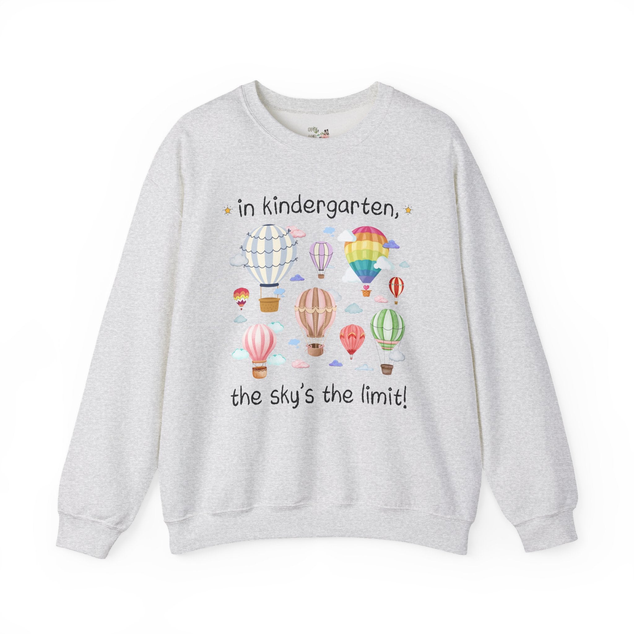 Kindergarten Teacher Sweatshirt, Cute Retro Hot Air Balloons, Uplifting Colorful Maximalist Back to School Shirt, Matching Teacher Crewneck - Opal and June