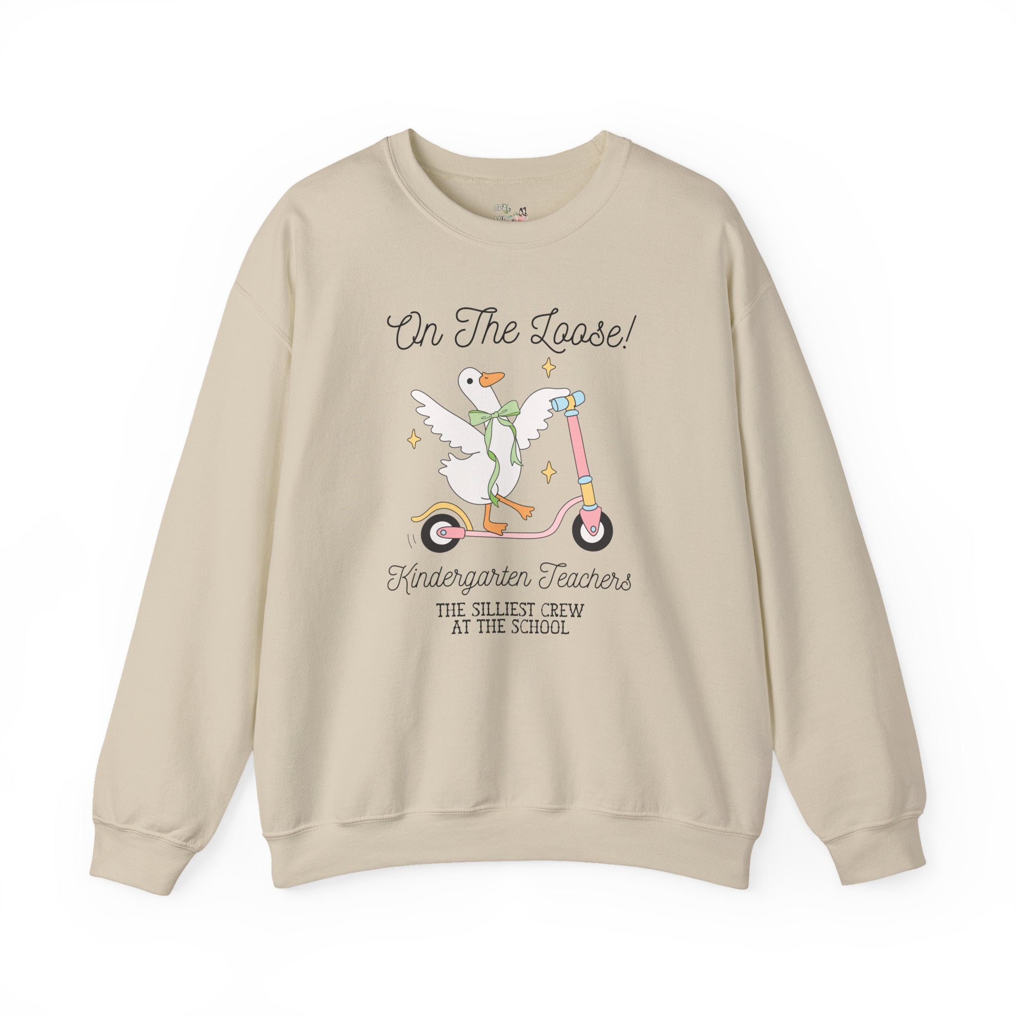Kindergarten Teacher Sweatshirt for Back to School, Matching Meet the Teacher Crewneck for First Day of School, Silly Goose Animal Lover Tee - Opal and June