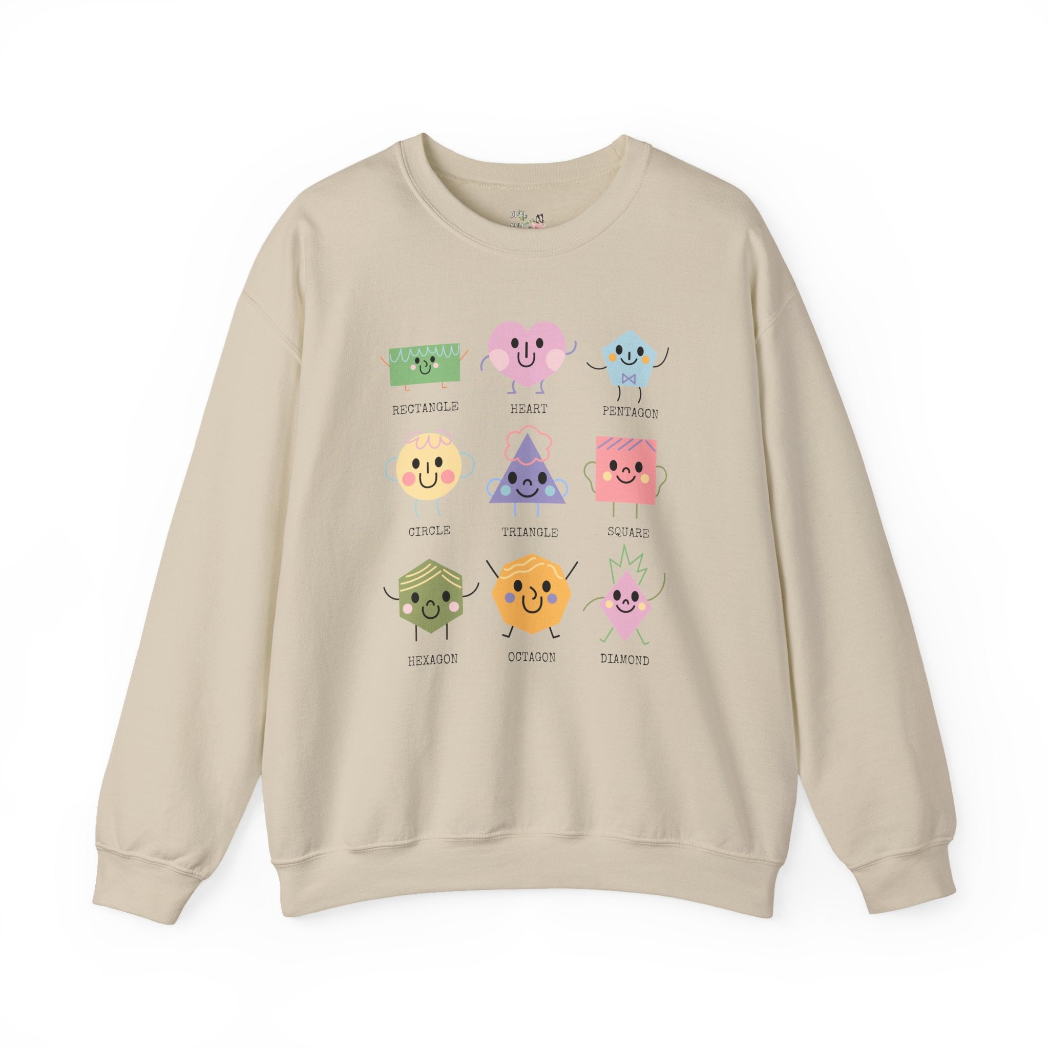 Kindergarten Teacher Sweatshirt for Learning Shapes, Cute Preschool Assistant Student Teacher Crewneck, Adorable Y2K Geometric Shape Gift - Opal and June