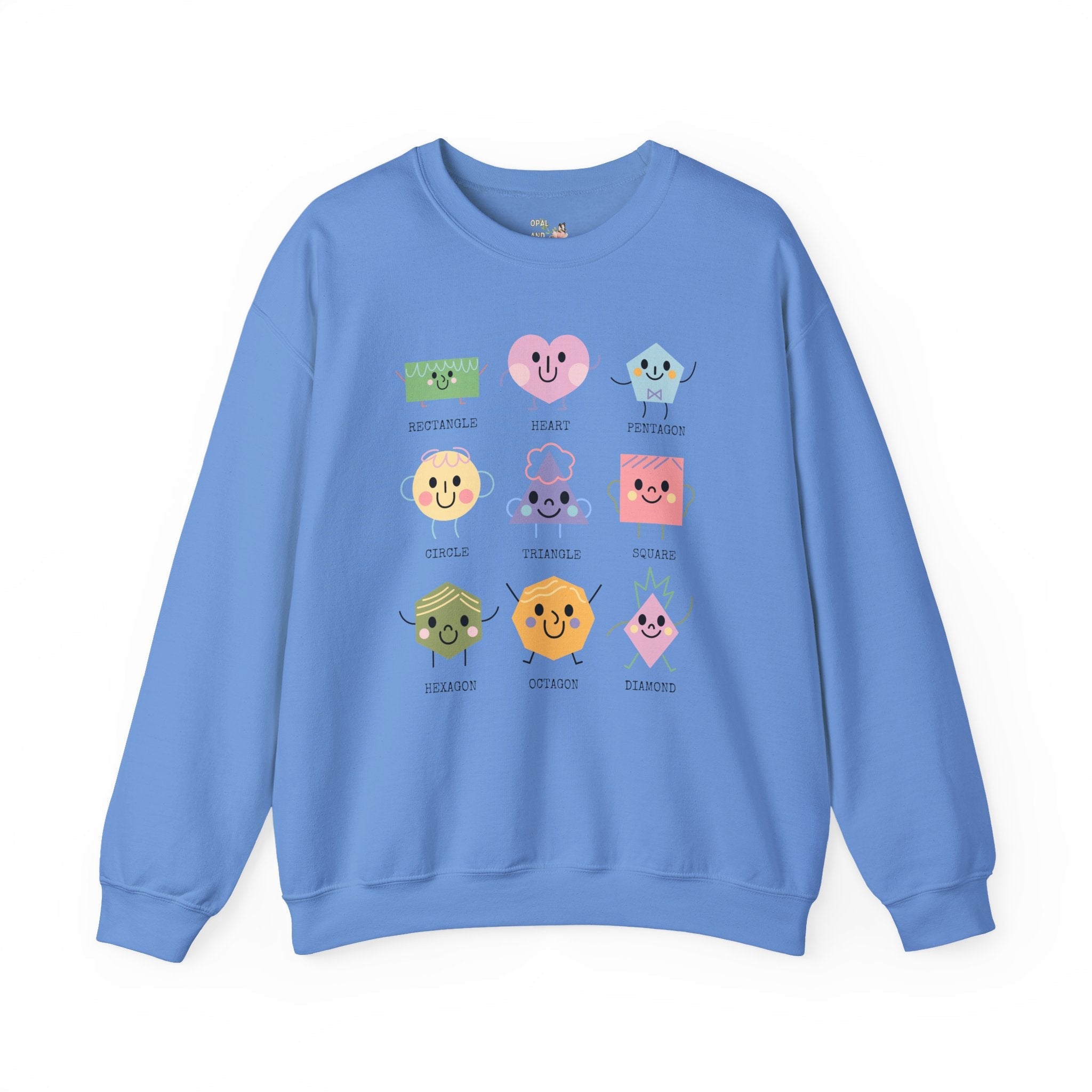 Kindergarten Teacher Sweatshirt for Learning Shapes, Cute Preschool Assistant Student Teacher Crewneck, Adorable Y2K Geometric Shape Gift - Opal and June