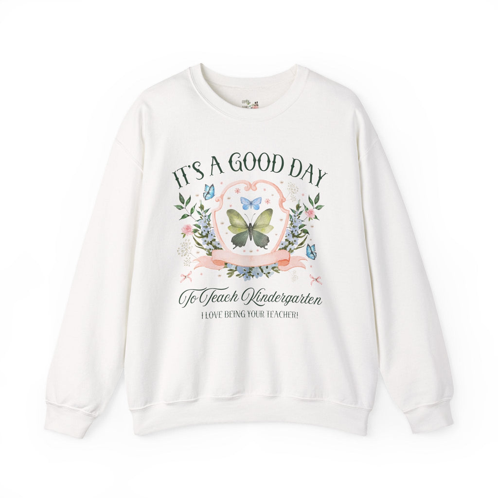 Kindergarten Teacher Sweatshirt with Butterflies and Flowers: Floral Cottagecore Gift for Student Teacher, Kindergarten Crew Matching Shirt - Opal and June