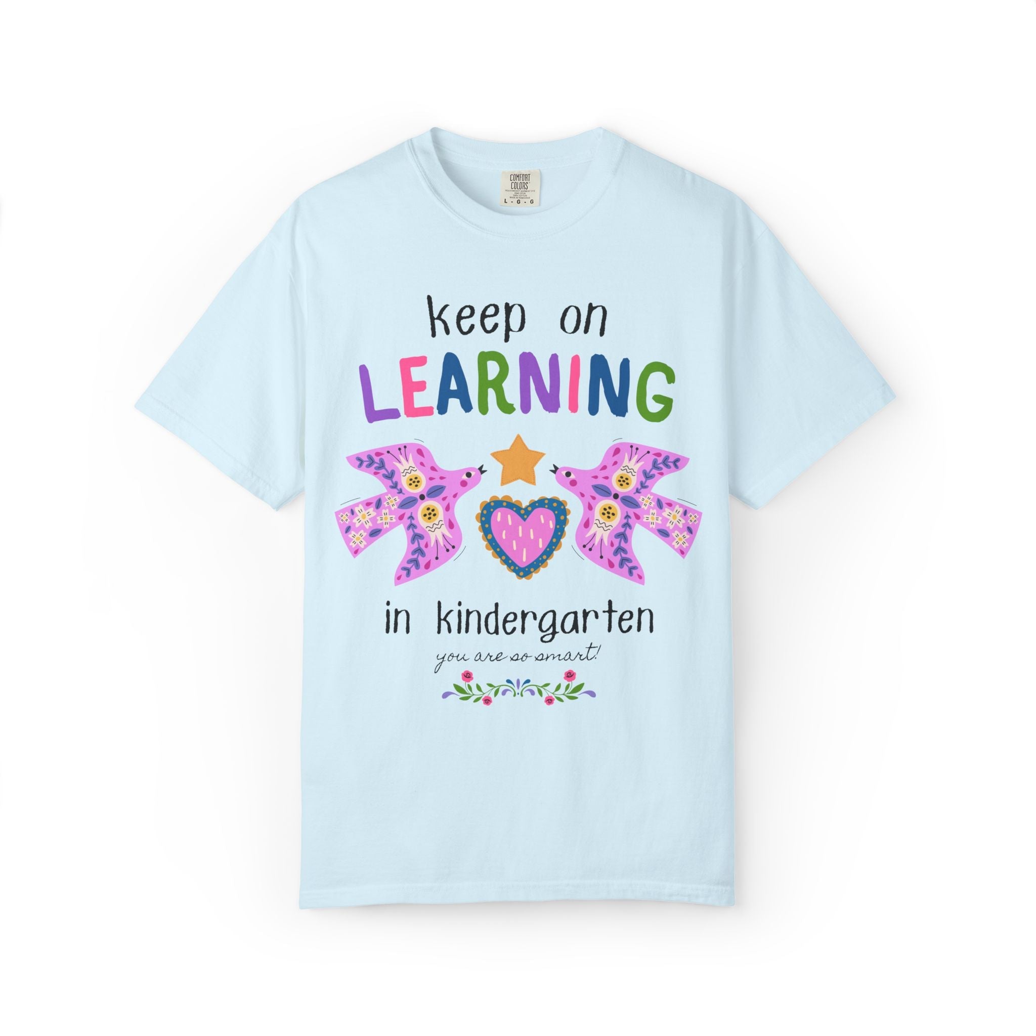 Kindergarten Teacher Tee Shirt: Keep on Learning, Kitschy and Whimsy Back to School Matching Teacher T-Shirt, Kindergarten Paraprofessional - Opal and June
