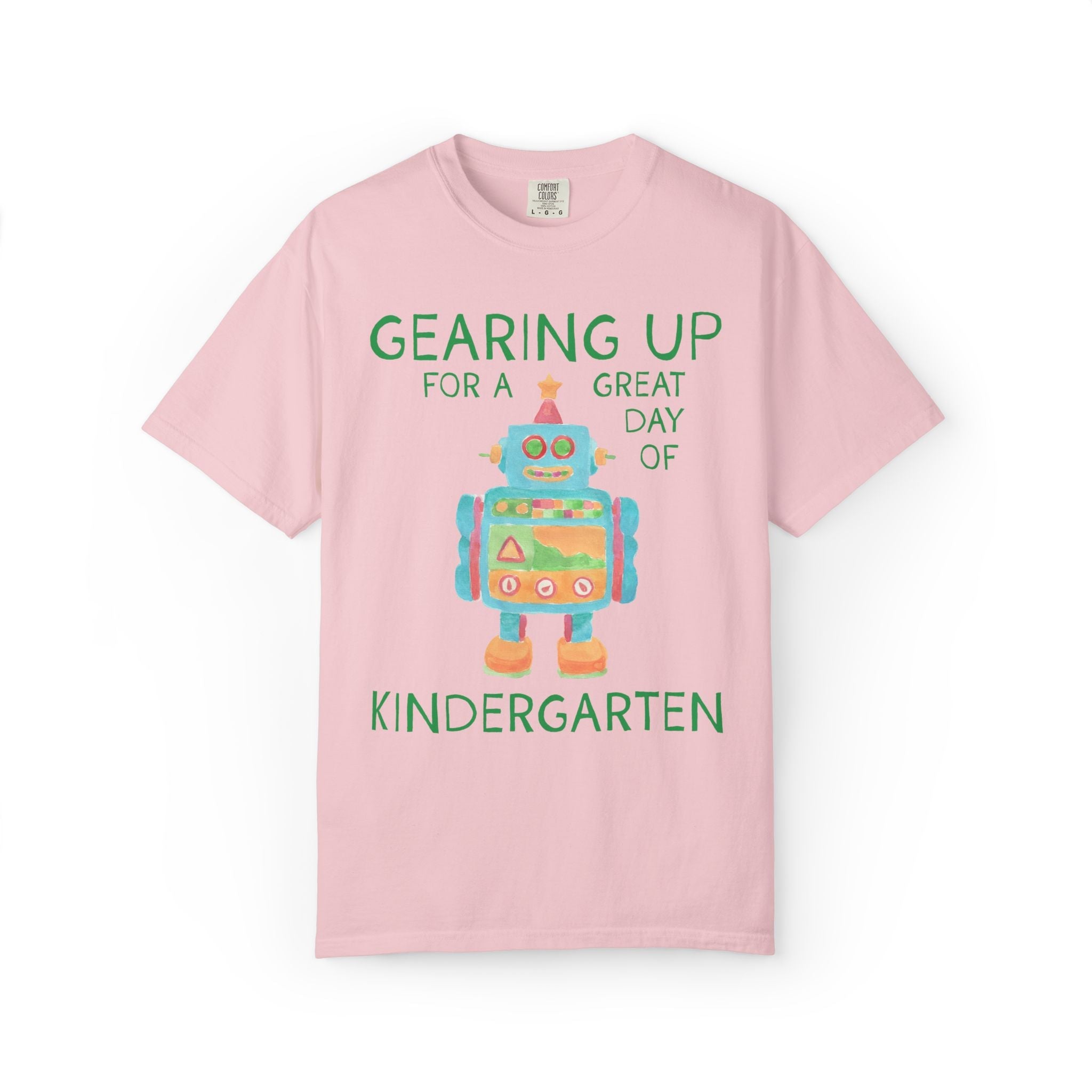 Kindergarten Teacher Tee Shirt with Cute Little Robot: Gearing Up for a Great Day, Funny Science Lover Robotics Tee for New School Year - Opal and June