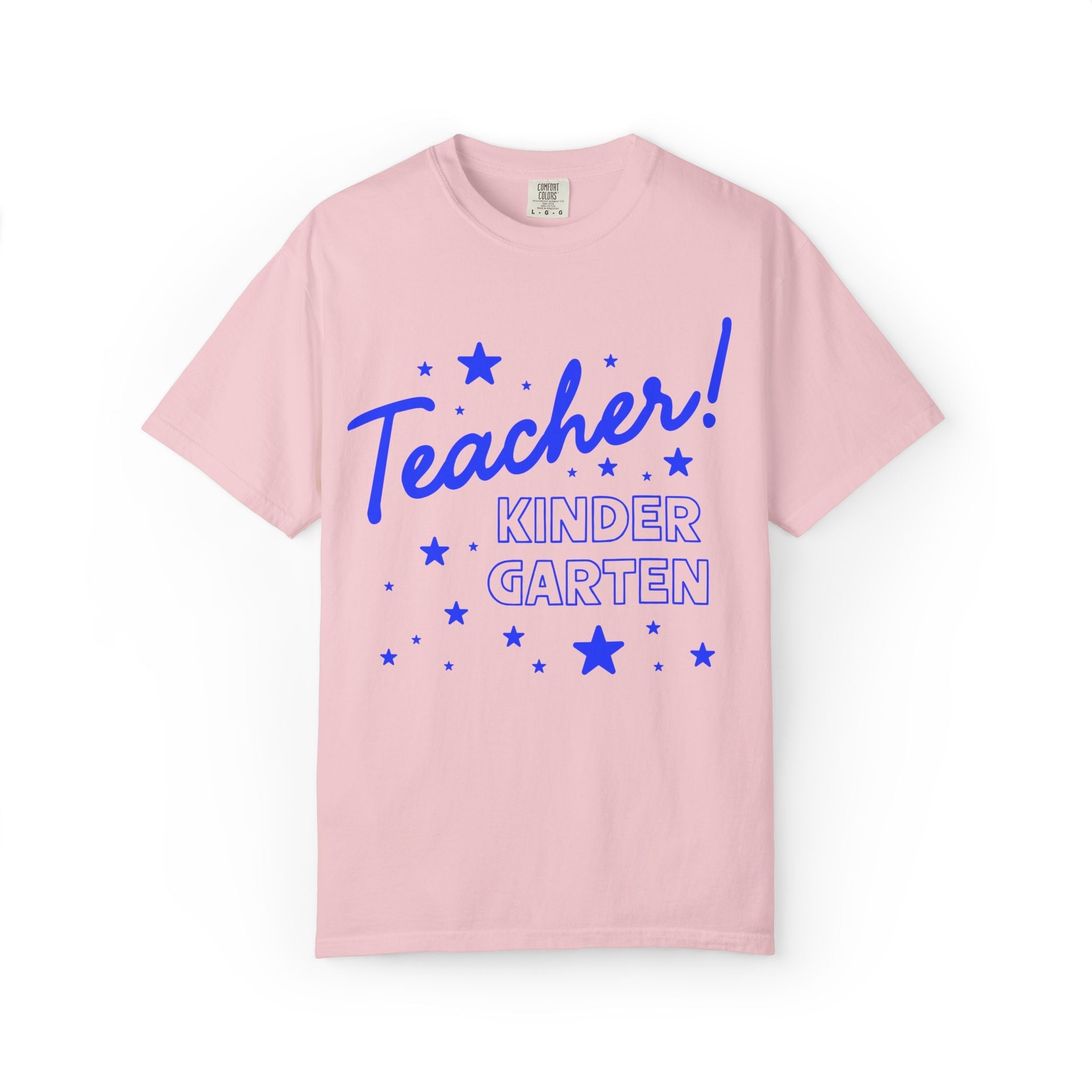 Kindergarten Teacher Tee Shirt with Stars: Cute Matching Teacher T-Shirt for Back to School or Meet the Teacher Night, Kindergarten Crew - Opal and June