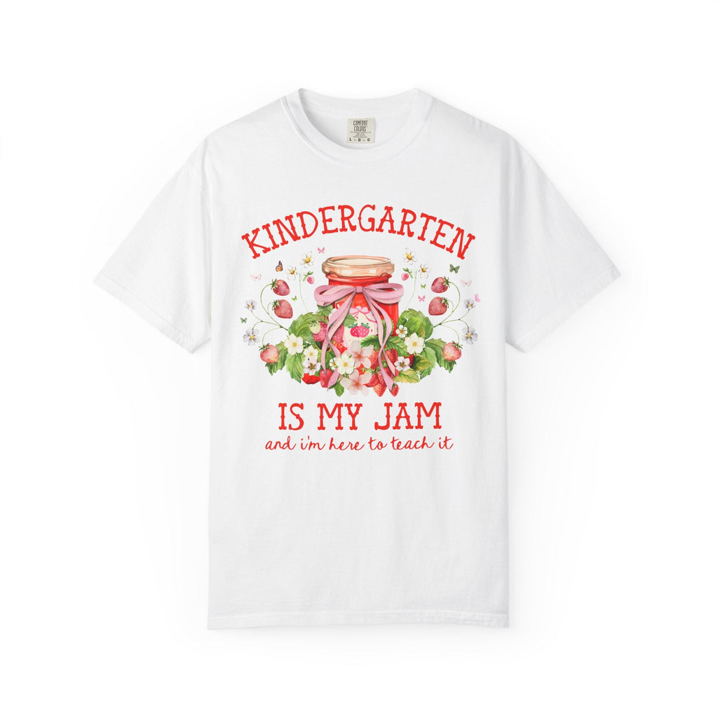 Kindergarten Teacher Tee Shirt with Strawberries: Kindergarten is My Jam, Back to School or Meet the Teacher T-Shirt for Kindergarten Crew - Opal and June