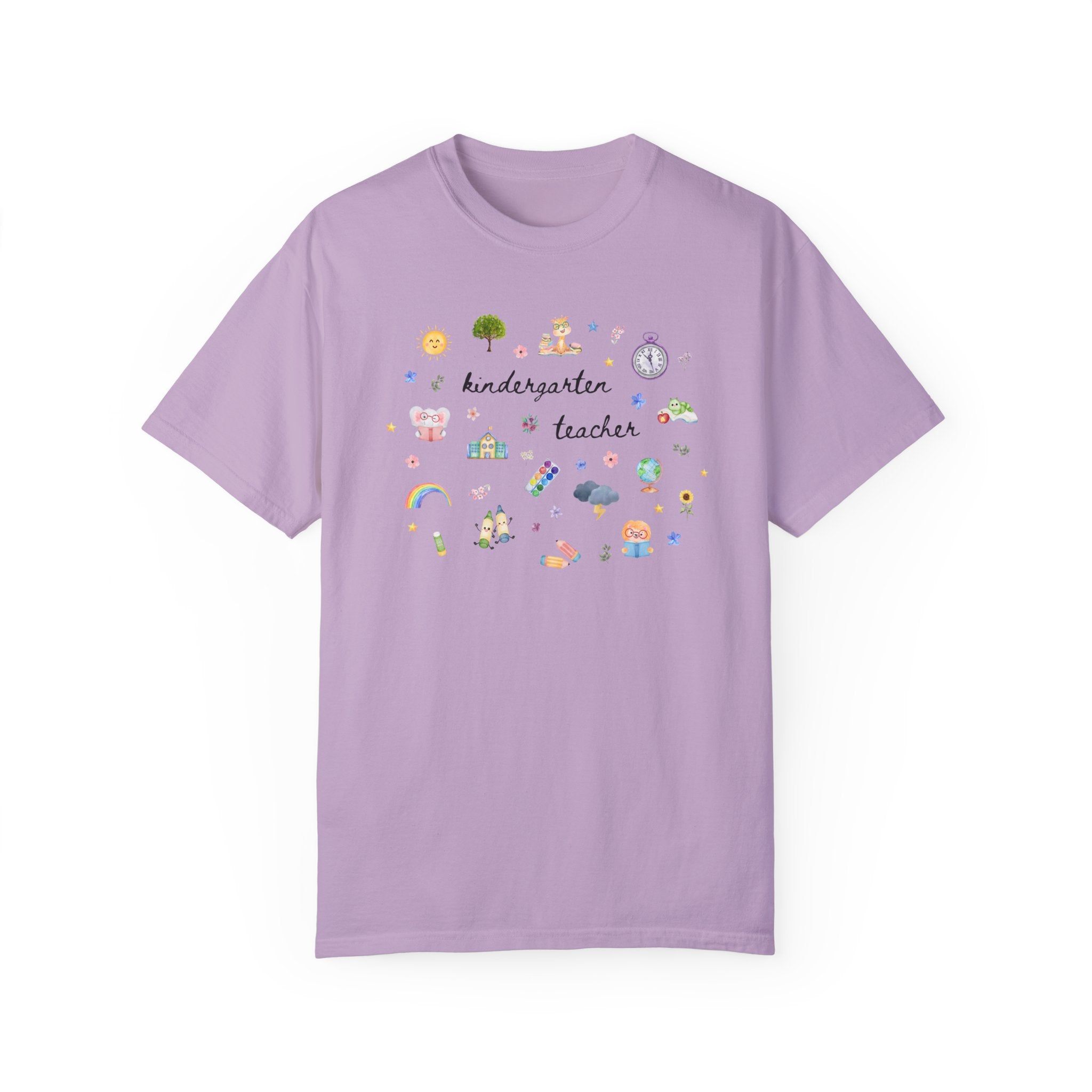 Kindergarten Teacher Tee Shirt with Watercolor Flowers, Cute Book Lover Kindergarten Assistant T-Shirt, Elementary Education Graduation Gift - Opal and June