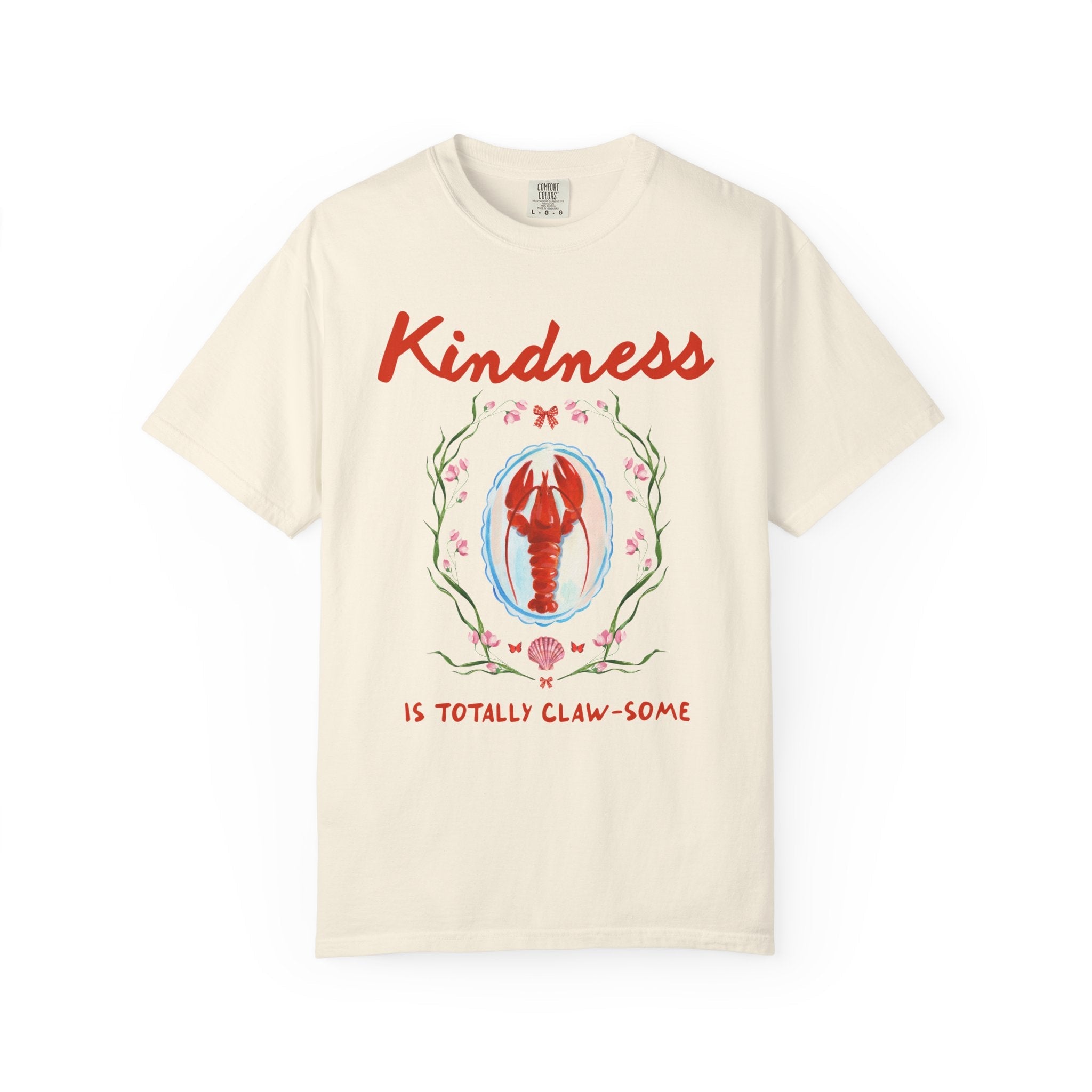 Kindness is Totally Clawsome: Lobster Teacher Tee Shirt with Flowers, Funny and Colorful Maximalist 90s Aesthetic Back to School T-Shirt - Opal and June