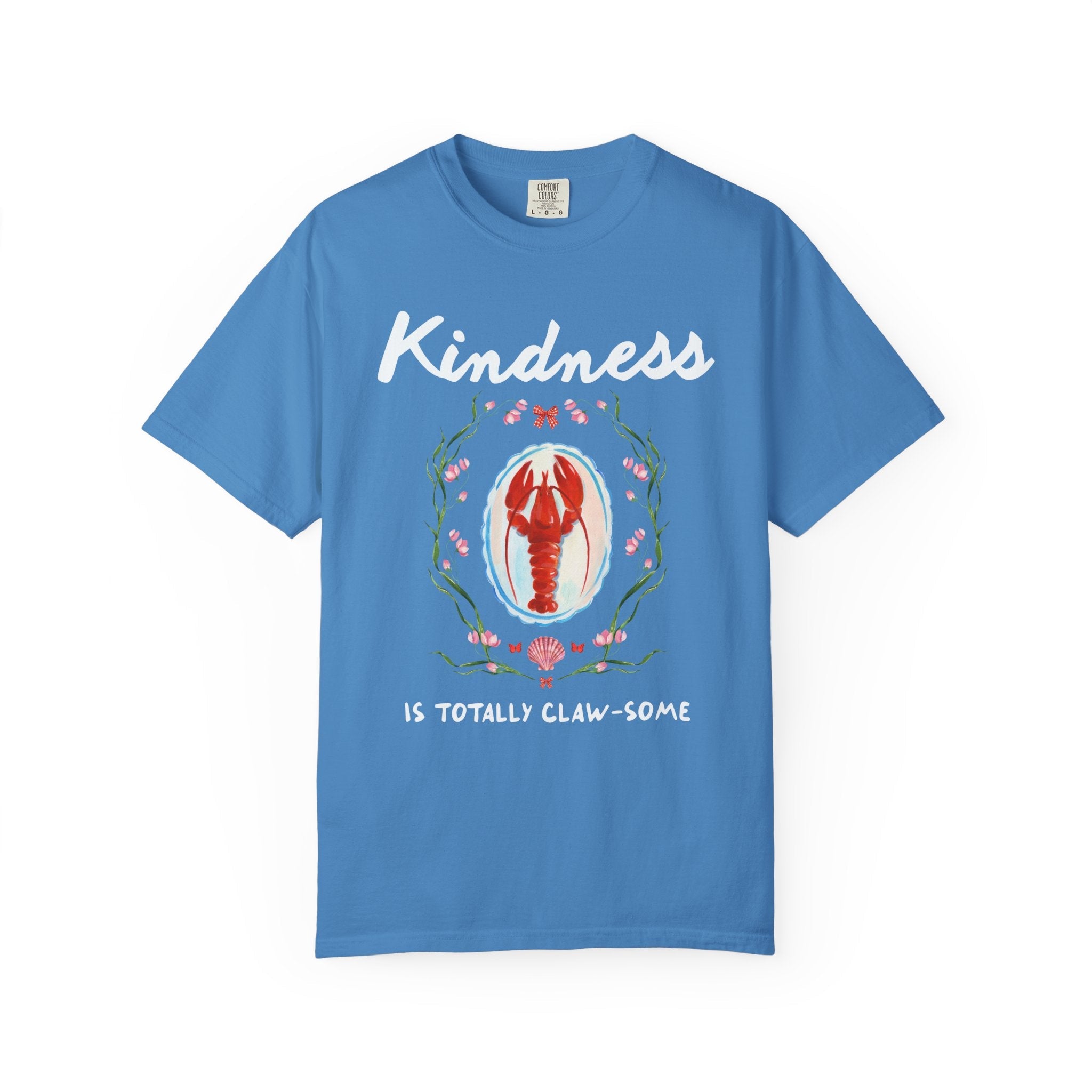 Kindness is Totally Clawsome: Lobster Teacher Tee Shirt with Flowers, Funny and Colorful Maximalist 90s Aesthetic Back to School T-Shirt - Opal and June