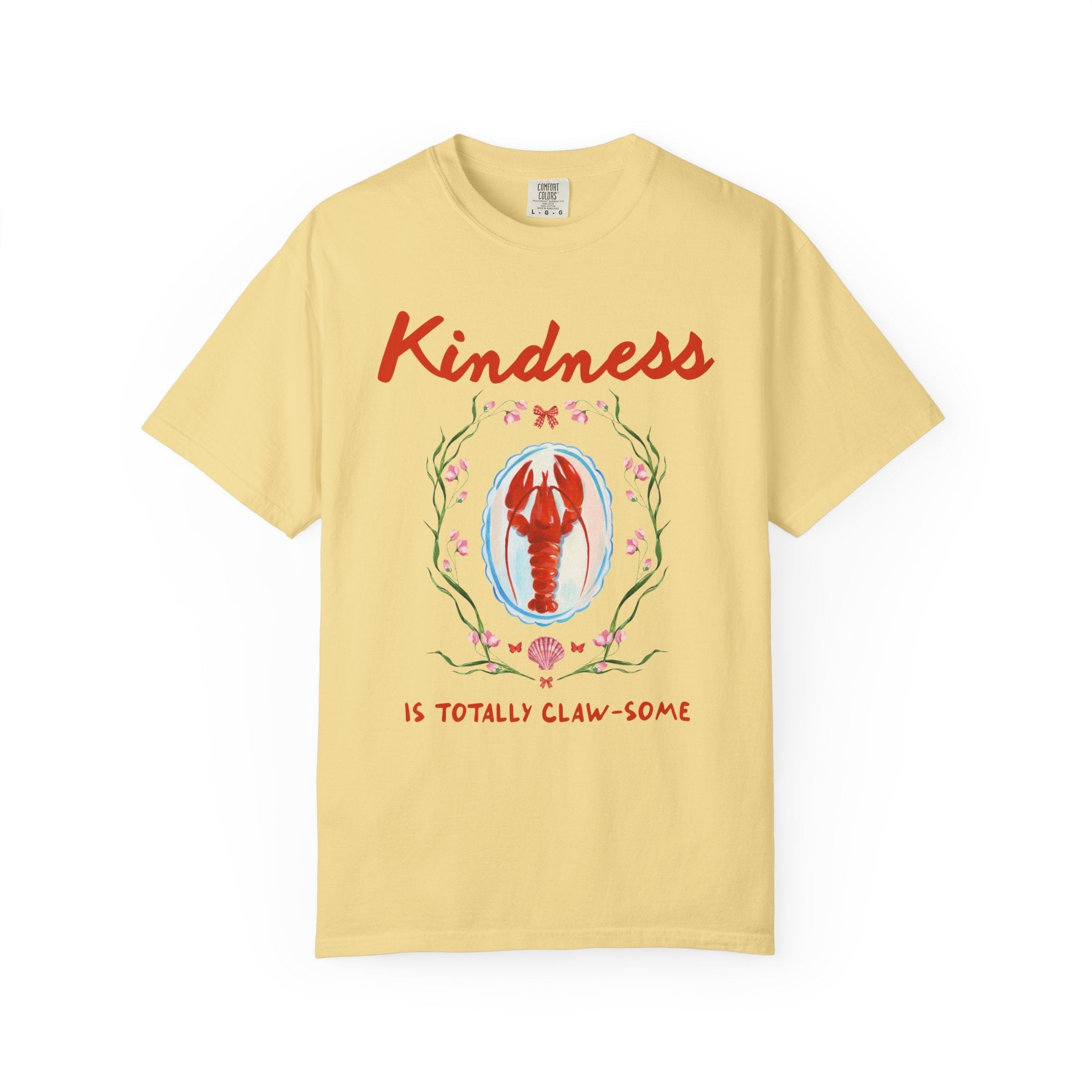 Kindness is Totally Clawsome: Lobster Teacher Tee Shirt with Flowers, Funny and Colorful Maximalist 90s Aesthetic Back to School T-Shirt - Opal and June