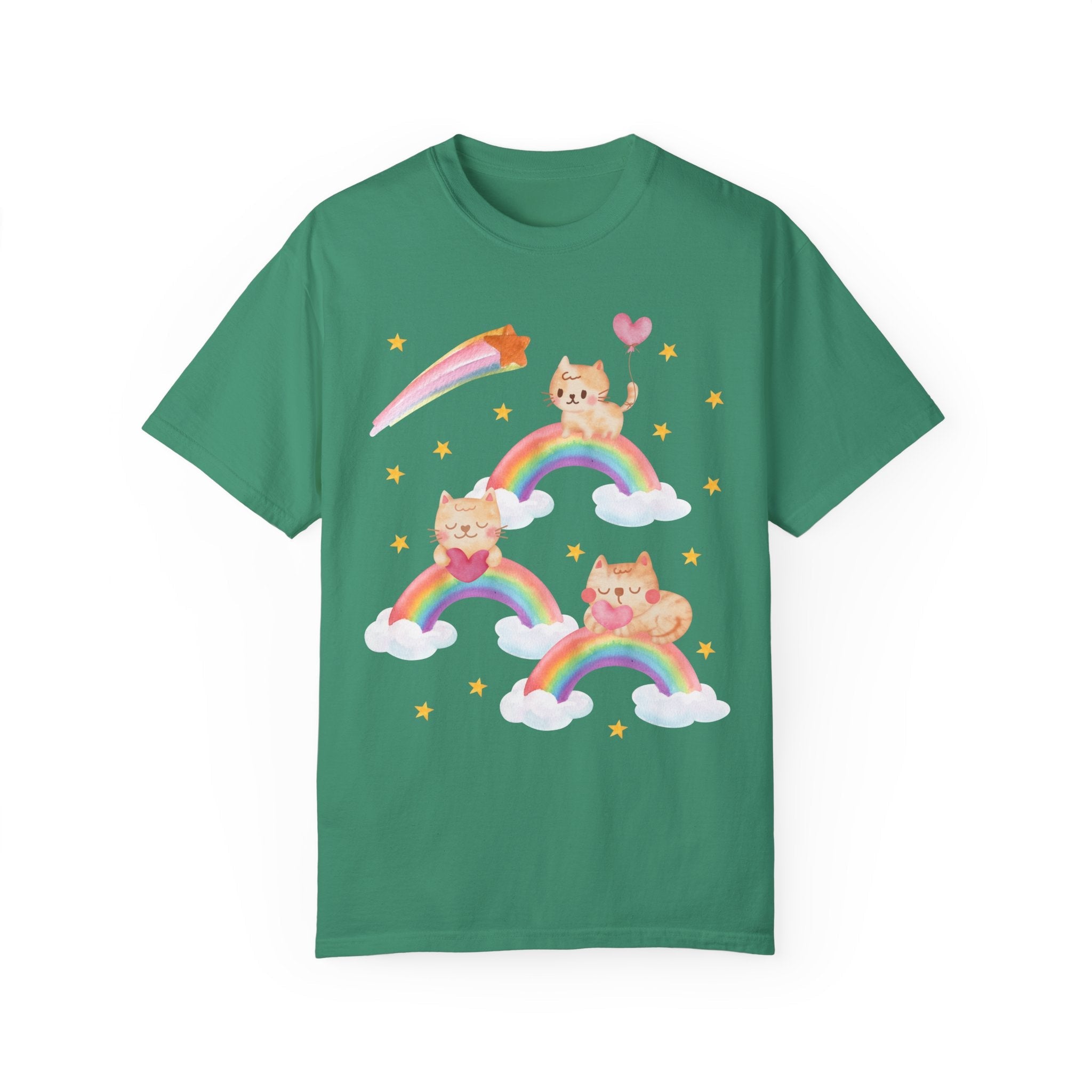 Kitschy Cat Tee with Rainbows - Opal and June