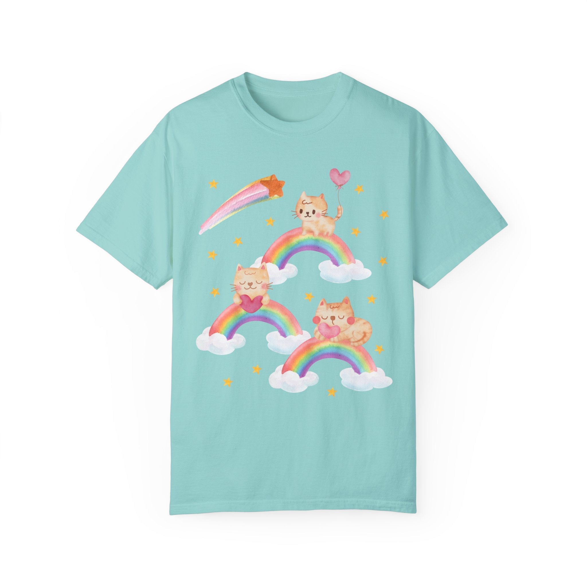 Kitschy Cat Tee with Rainbows - Opal and June