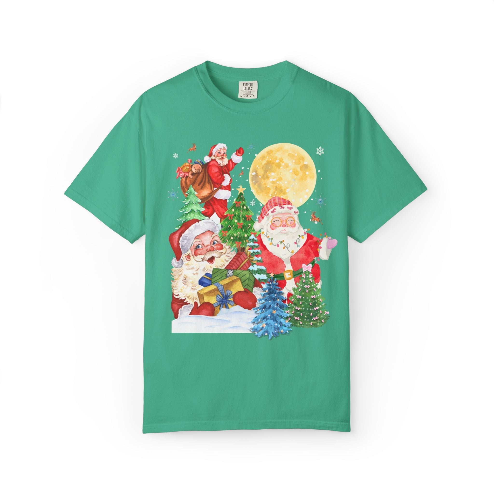 Kitschy Santa Tee Shirt for Christmas: Colorful Maximalist Grandmacore Cutecore T-Shirt for Elementary School Teacher or Mom, Cute Xmas Tee - Opal and June