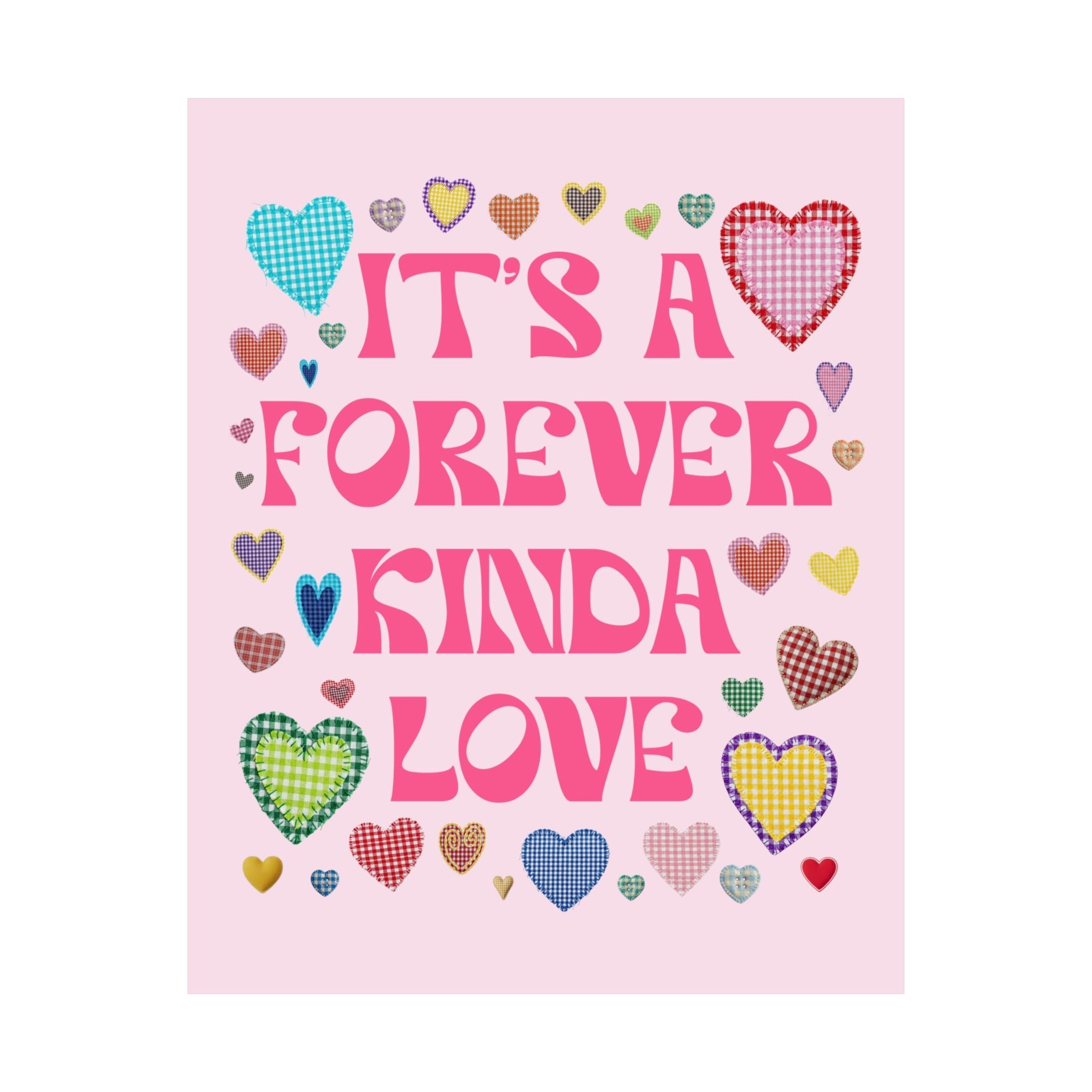 Kitschy Wedding Decor with Hearts: It's a Forever Kind of Love, Colorful Maximalist Newly Engaged Present for Bride or Couple, 90s Aesthetic - Opal and June