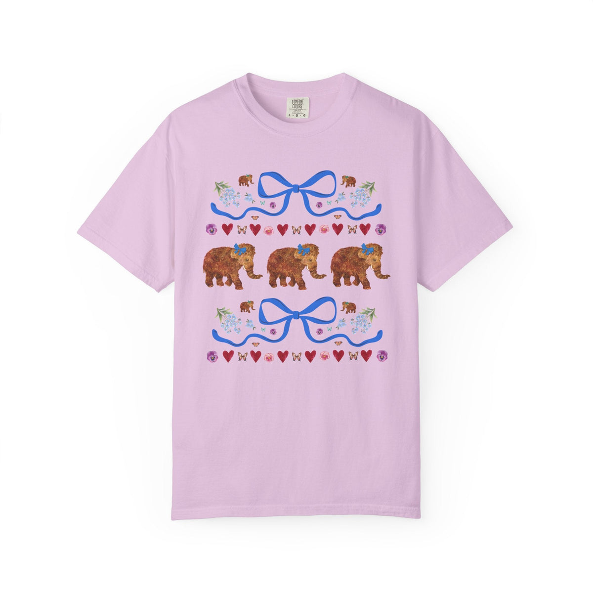 Kitschy Wooly Mammoth Tee Shirt with Hearts and Bows - Opal and June