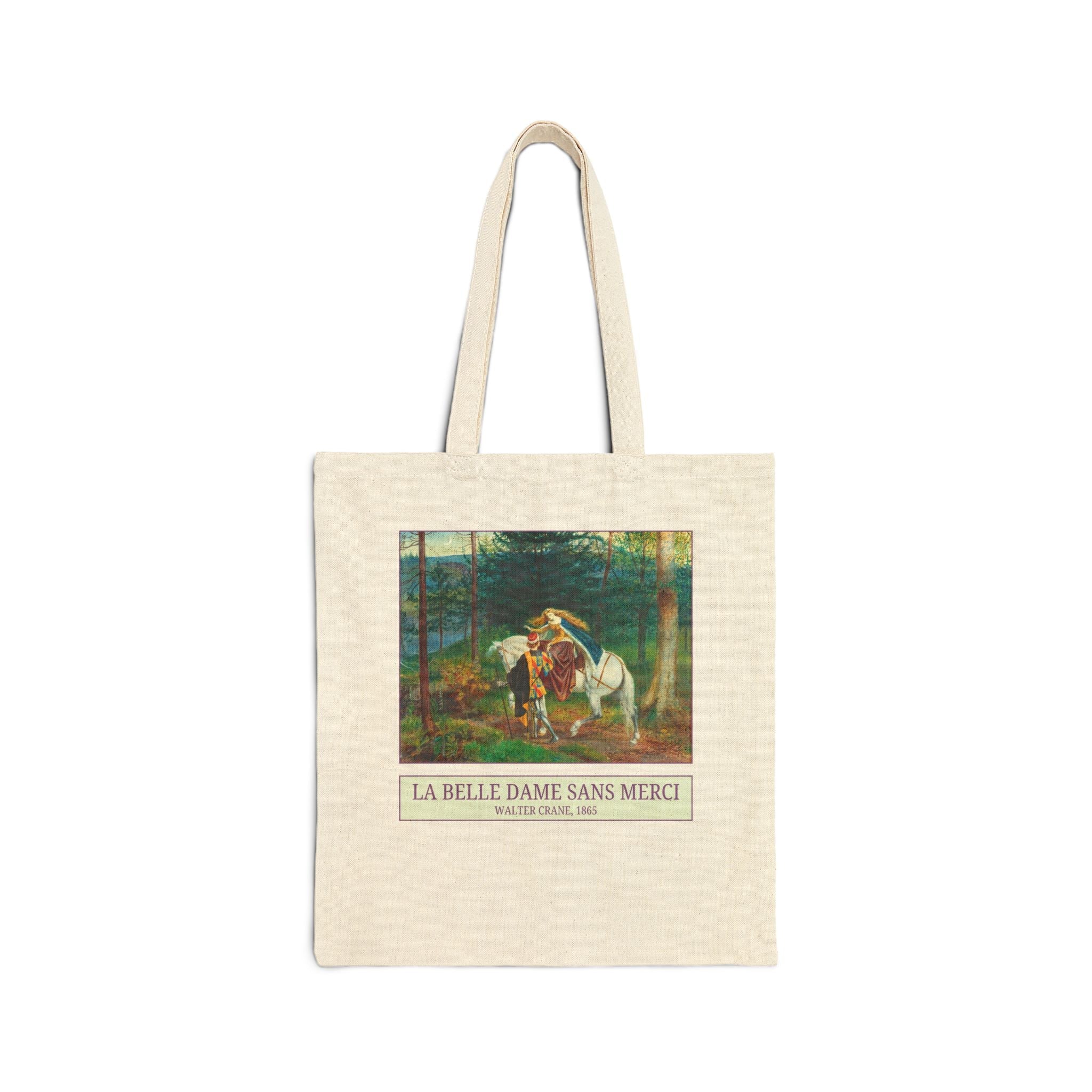 La Belle Dame Sans Merci by Walter Crane Art History Tote Bag for Art Historian, Colorful John Keats Bookish Tote with Famous Painting - Opal and June