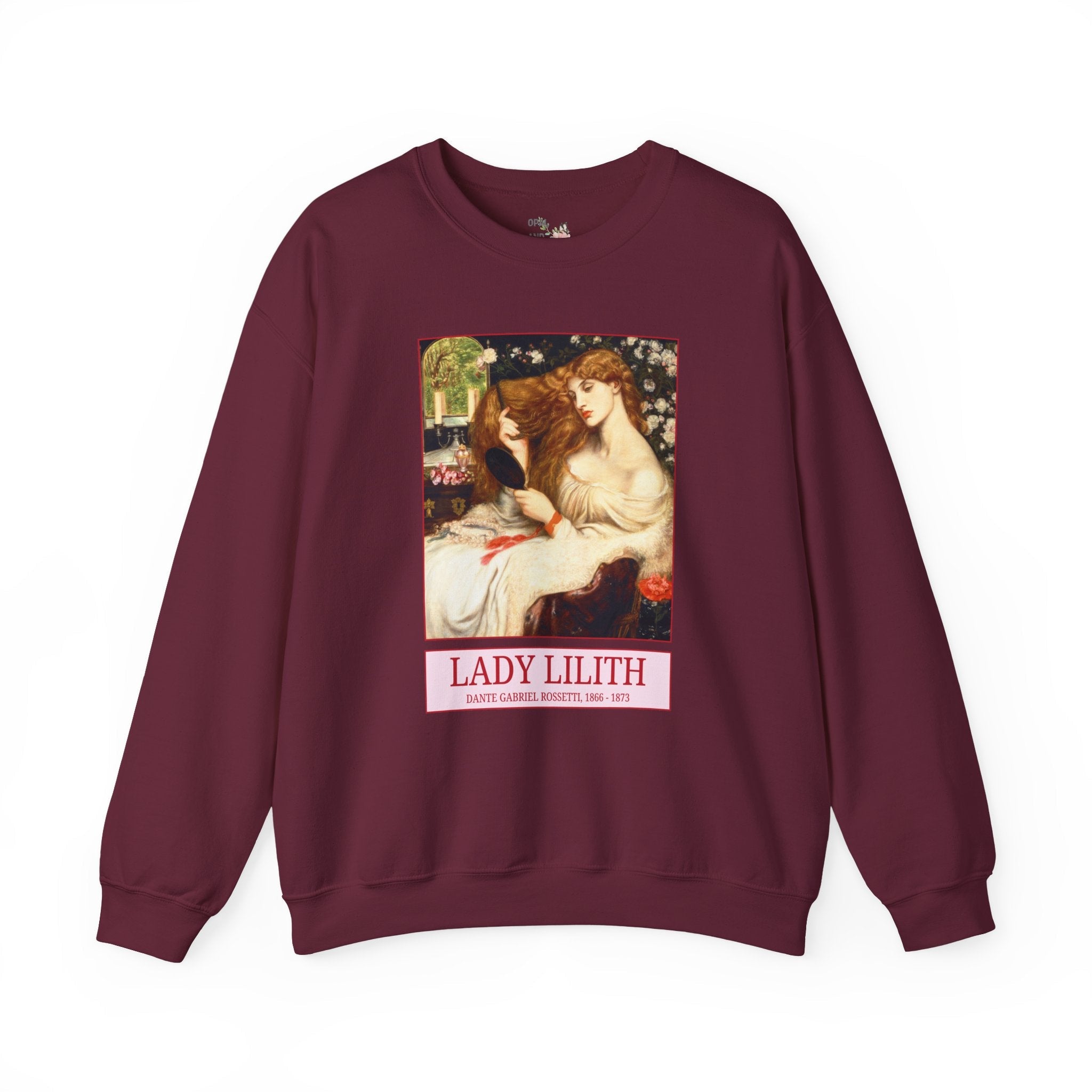 Lady Lilith by Dante Gabriel Rossetti: Floral Art History Sweatshirt for Humanities Major, Pretty Cottagecore 19th Century European Art - Opal and June