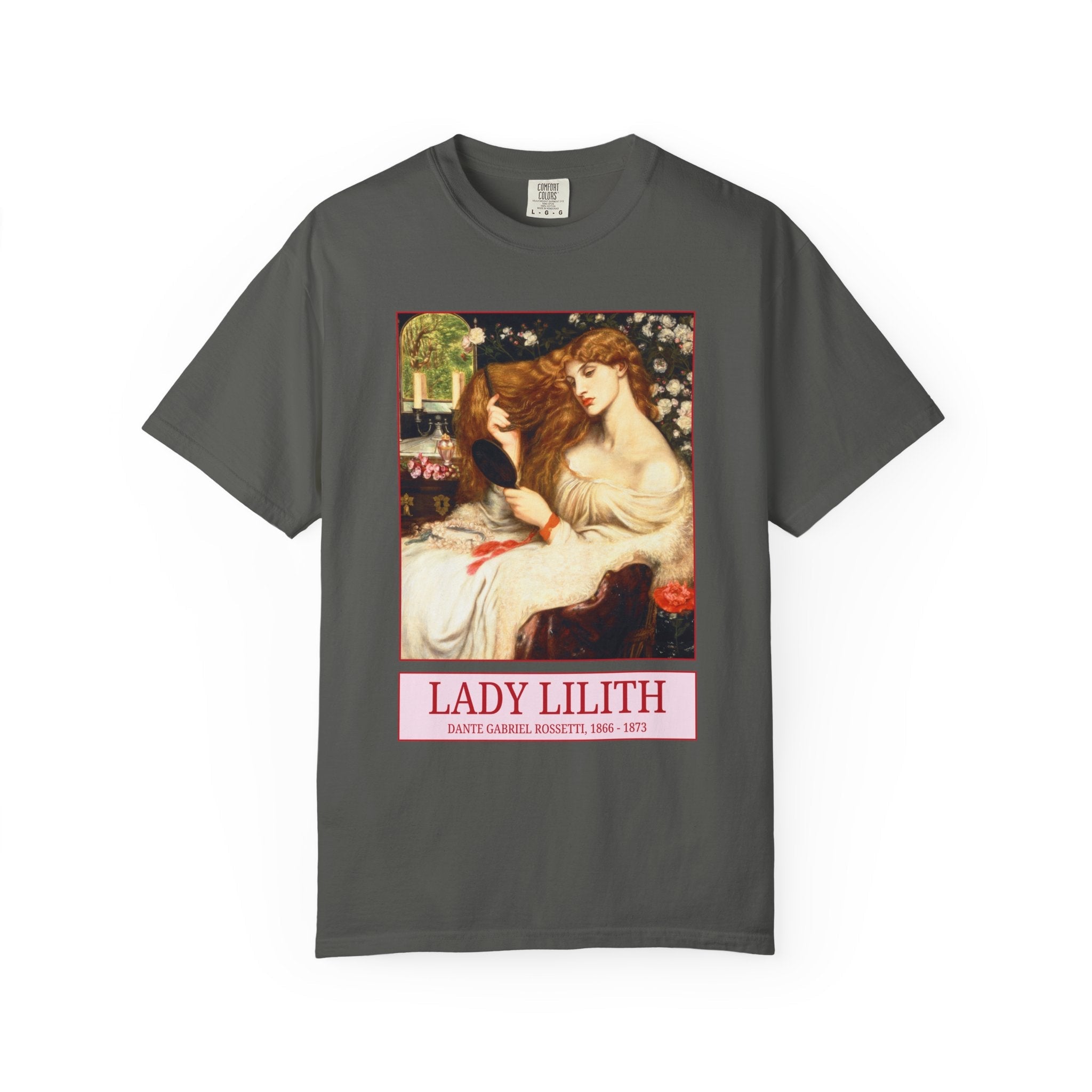 Lady Lilith by Dante Gabriel Rossetti: Floral Art History Tee Shirt for Humanities Major, Pretty Cottagecore 19th Century European Art - Opal and June