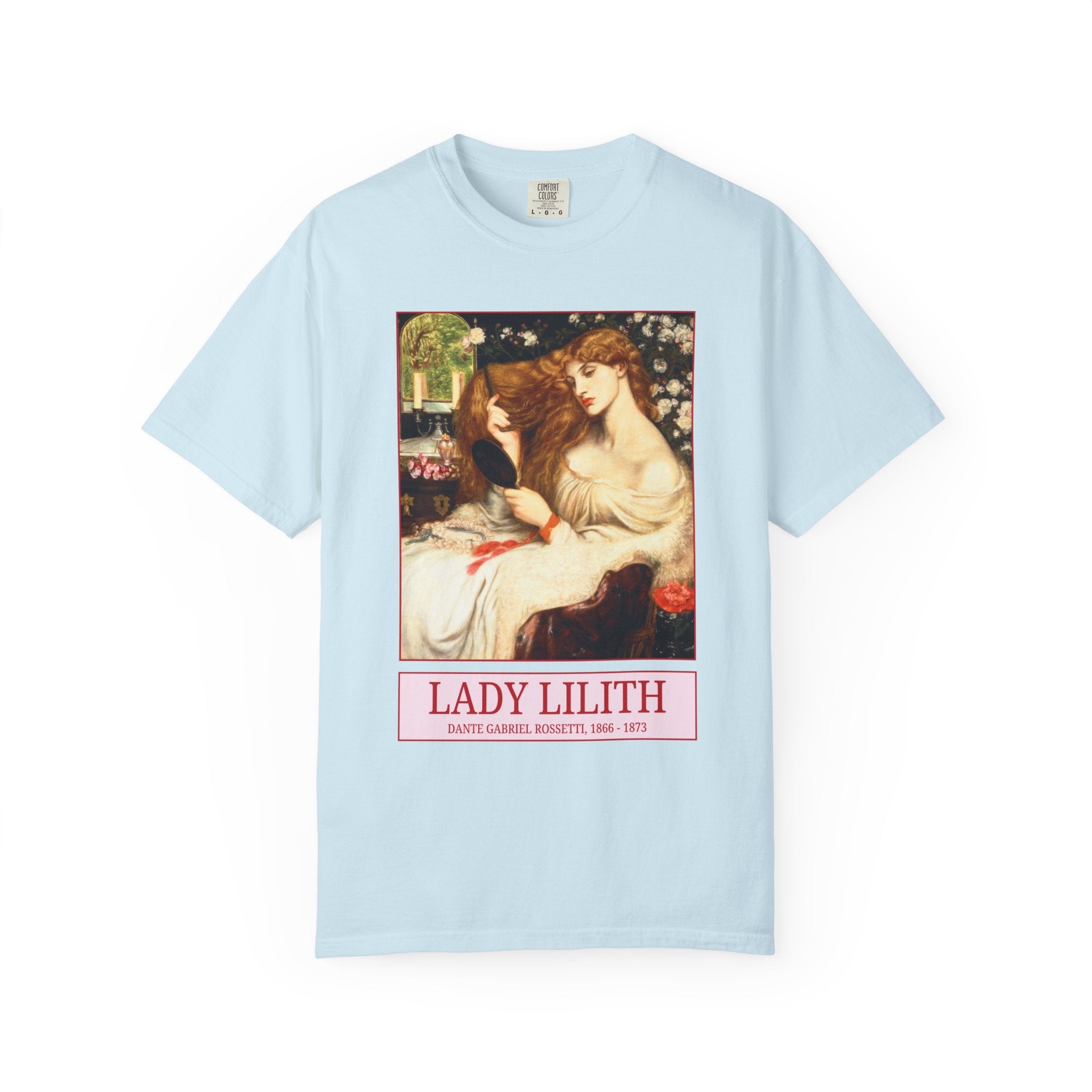 Lady Lilith by Dante Gabriel Rossetti: Floral Art History Tee Shirt for Humanities Major, Pretty Cottagecore 19th Century European Art - Opal and June
