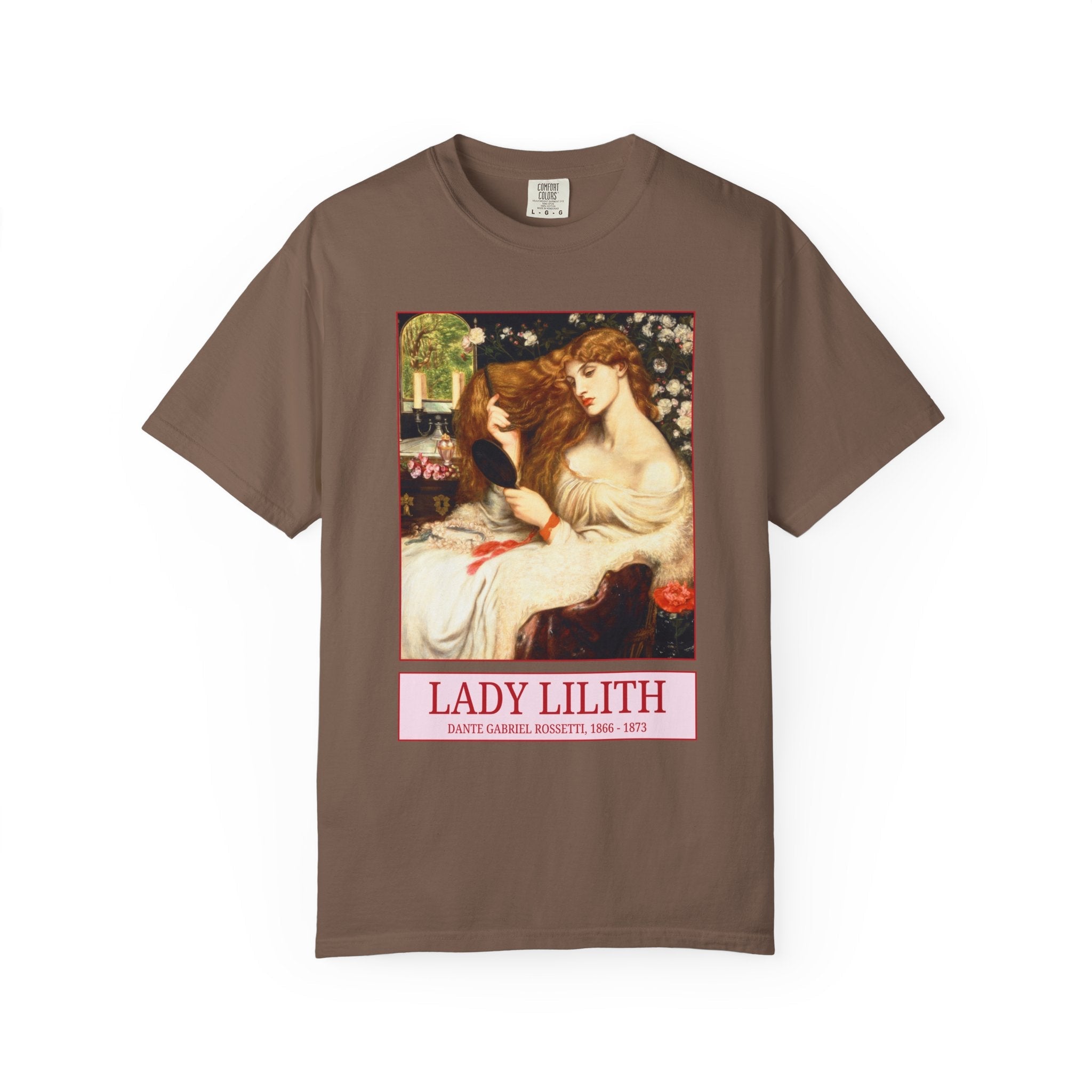 Lady Lilith by Dante Gabriel Rossetti: Floral Art History Tee Shirt for Humanities Major, Pretty Cottagecore 19th Century European Art - Opal and June