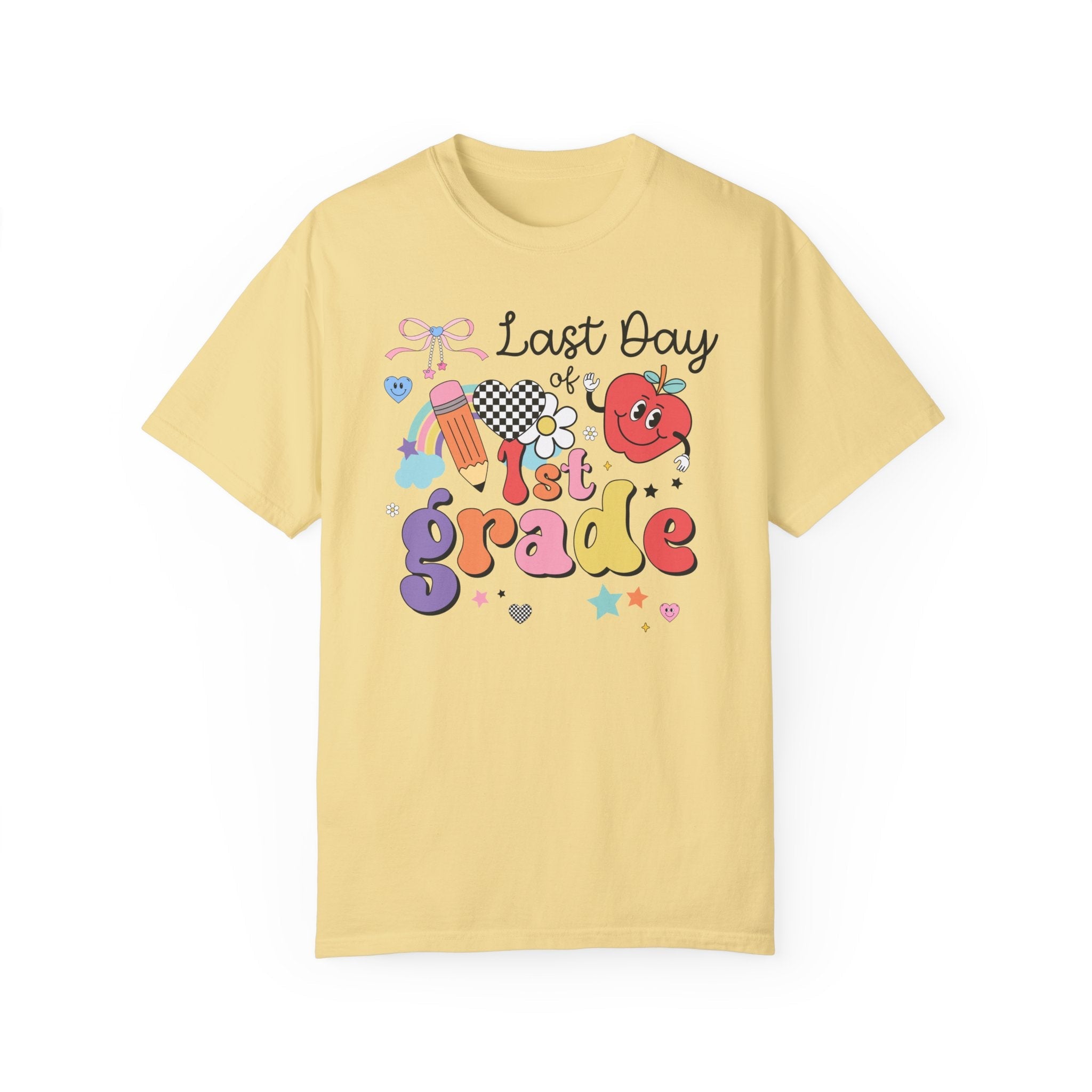 Last Day of First Grade T-Shirt for First Grade Teacher, Teaching Assistant Cute Retro Aesthetic End of School Year Matching Teacher Shirt - Opal and June