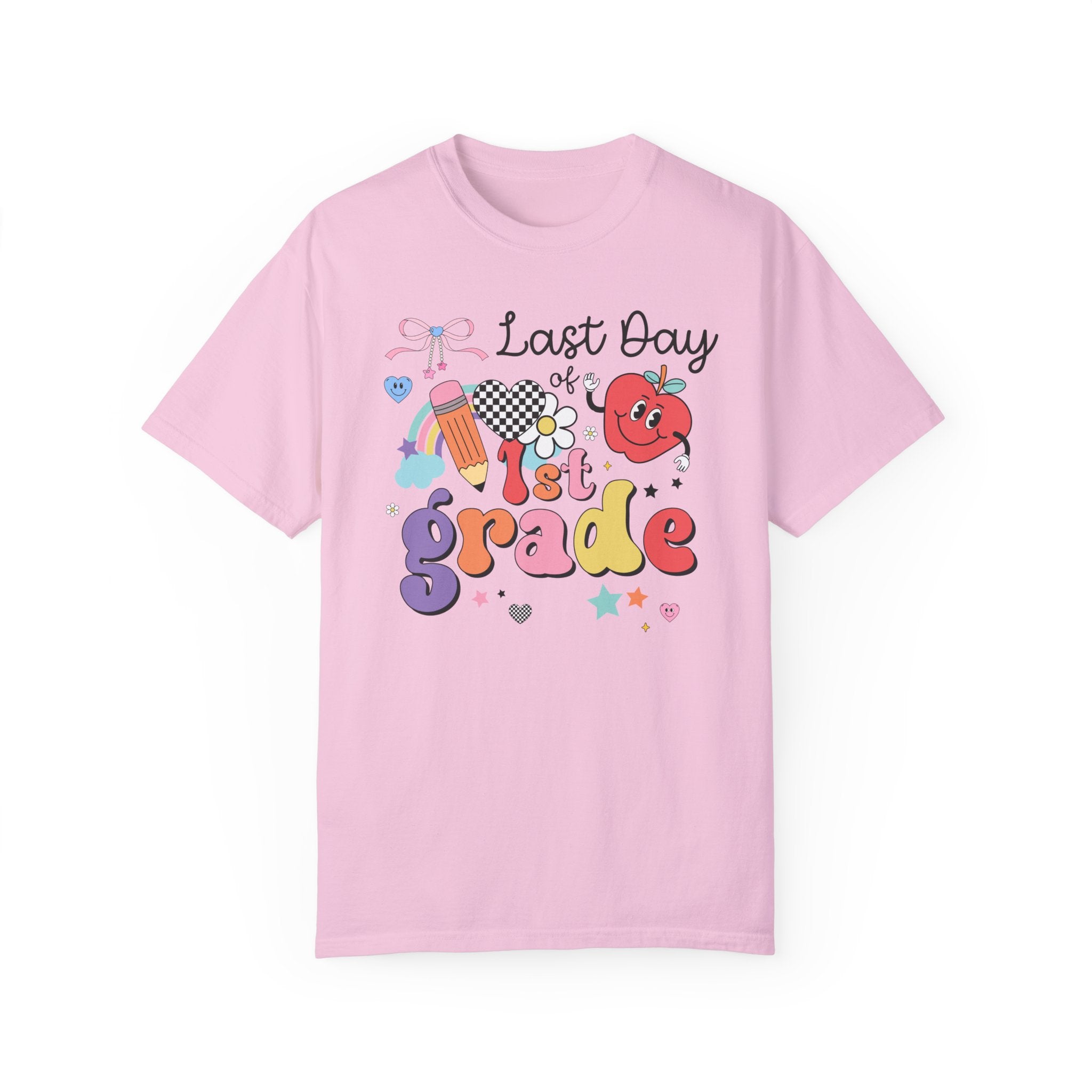 Last Day of First Grade T-Shirt for First Grade Teacher, Teaching Assistant Cute Retro Aesthetic End of School Year Matching Teacher Shirt - Opal and June