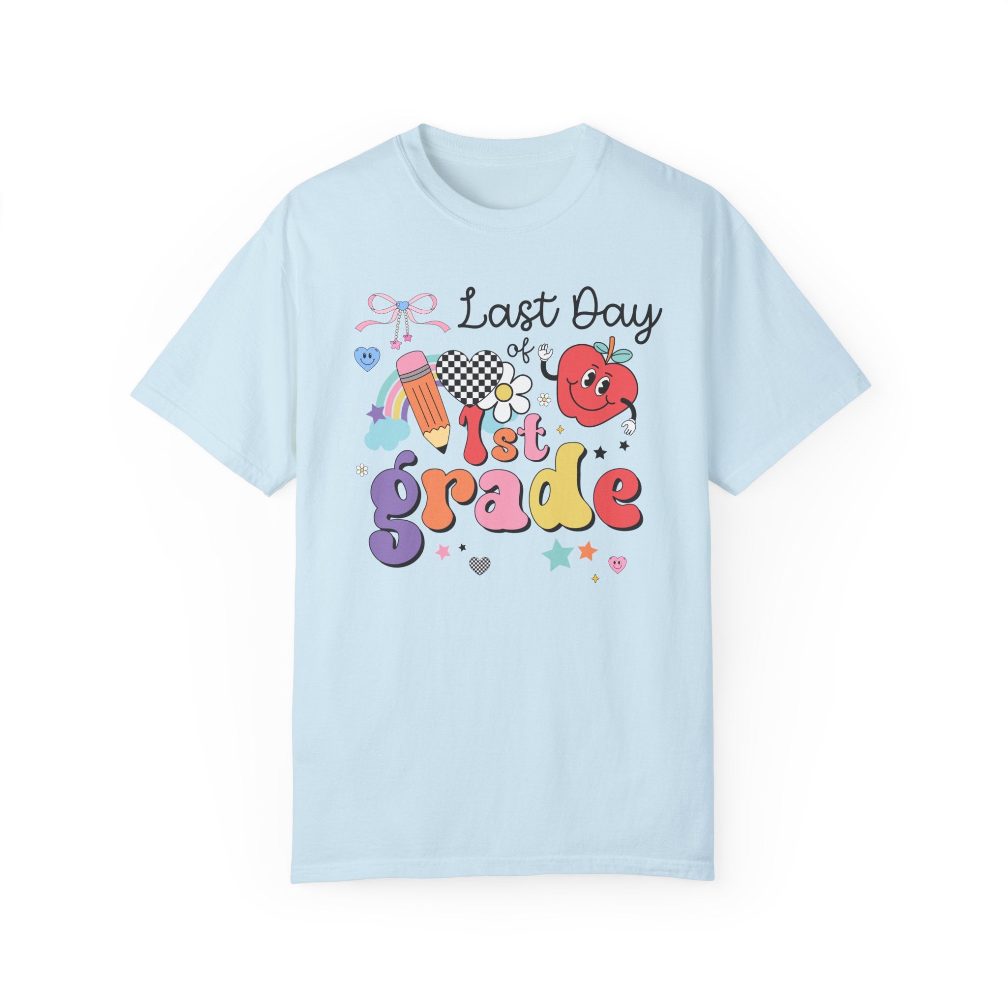 Last Day of First Grade T-Shirt for First Grade Teacher, Teaching Assistant Cute Retro Aesthetic End of School Year Matching Teacher Shirt - Opal and June