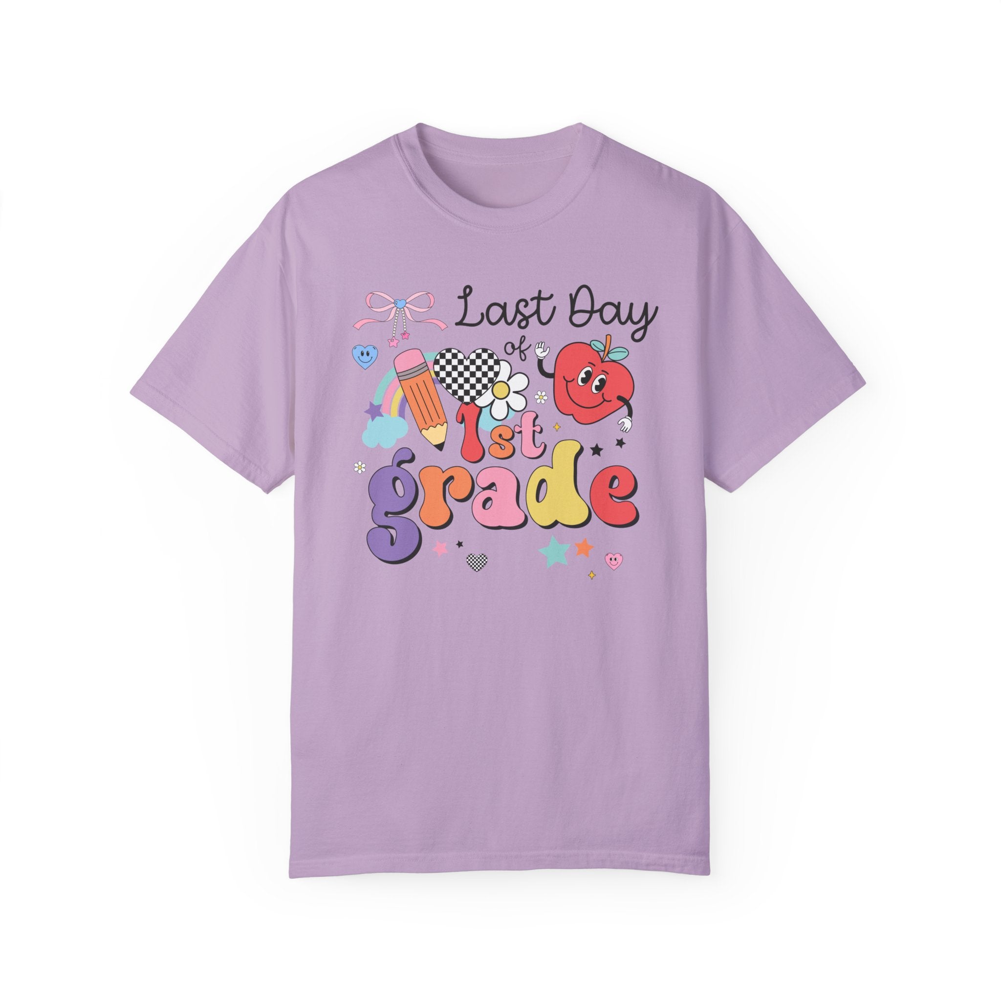 Last Day of First Grade T-Shirt for First Grade Teacher, Teaching Assistant Cute Retro Aesthetic End of School Year Matching Teacher Shirt - Opal and June